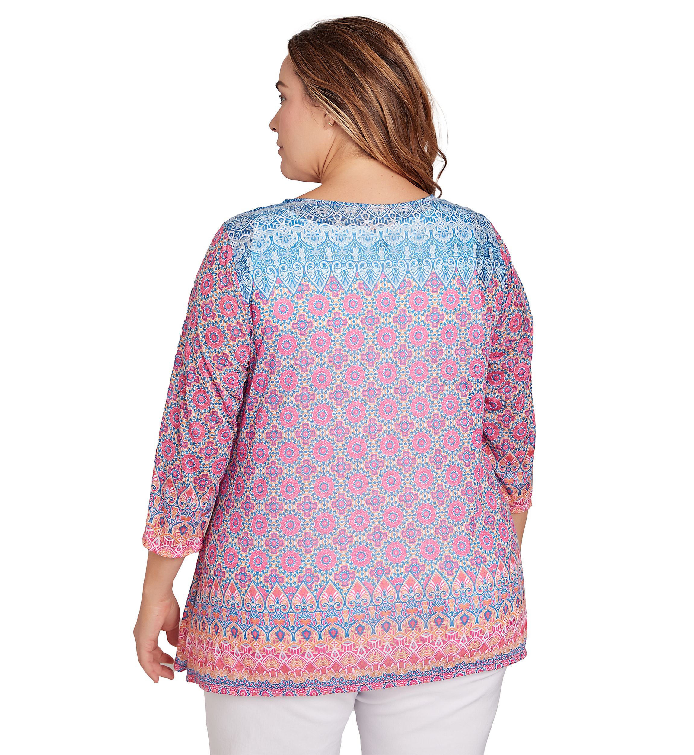 Plus Size Embroidered Geometric Top