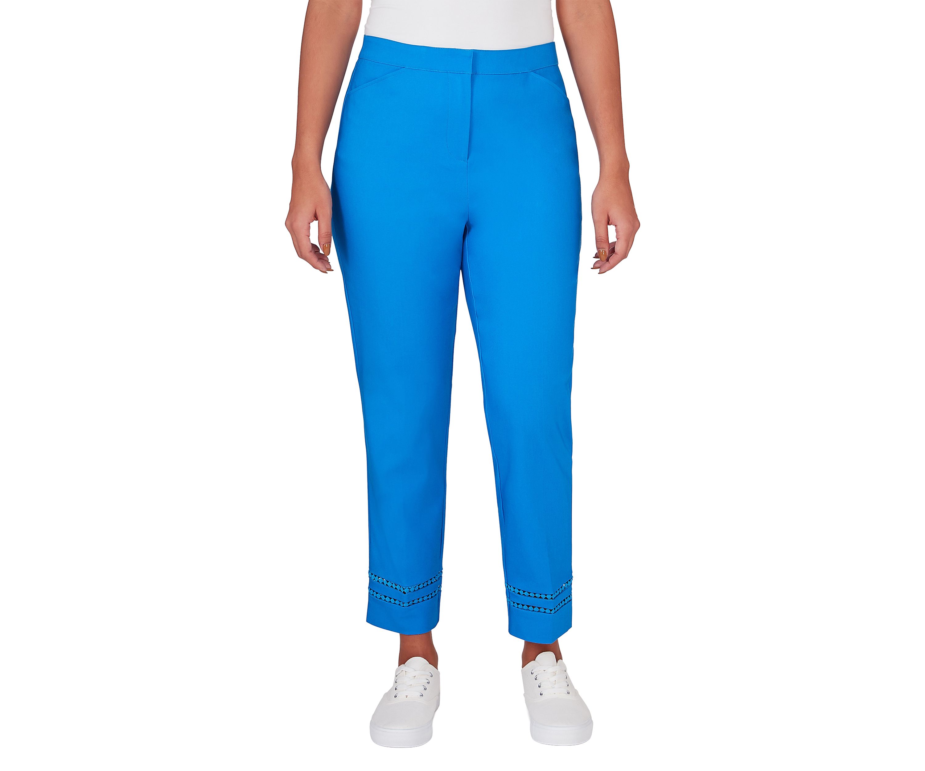 Petite Embroidered Blooms Ankle Pants