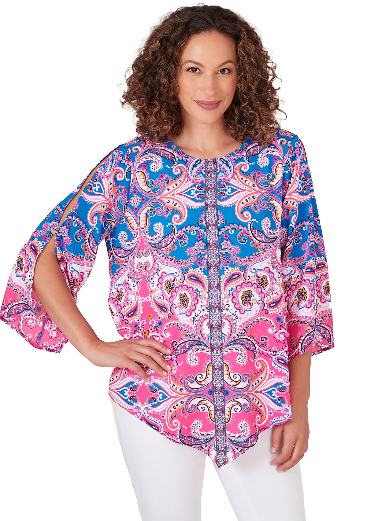 Petite Size Woven Paisley Top
