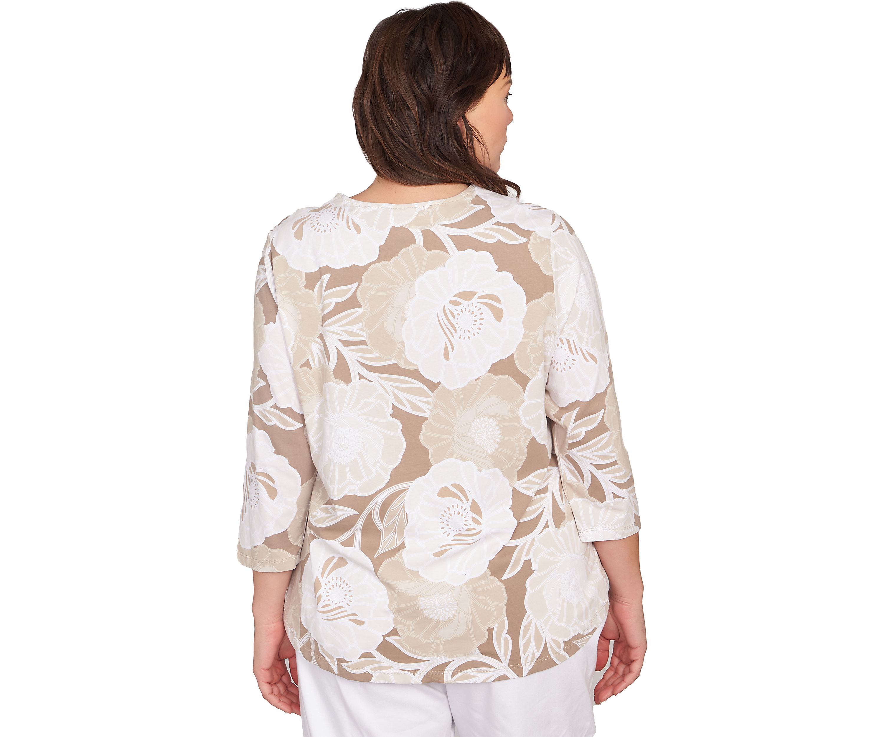 Plus Size Bold Poppies Envelope Neck Top