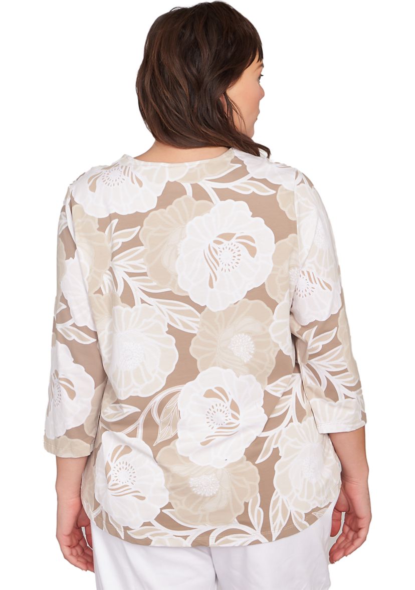 Plus Size Bold Poppies Envelope Neck Top