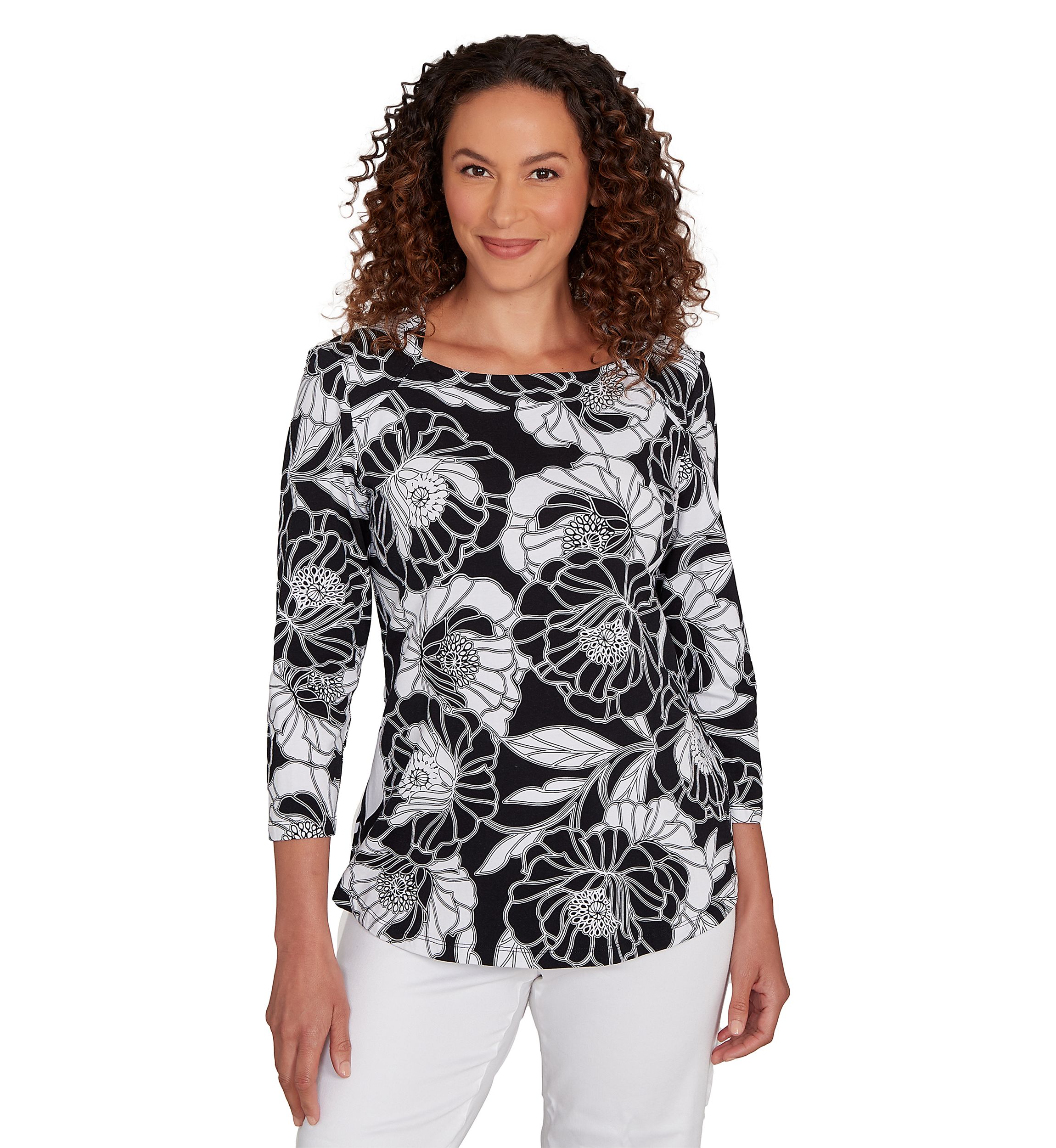 Petite Bold Poppies Envelope Neck Top