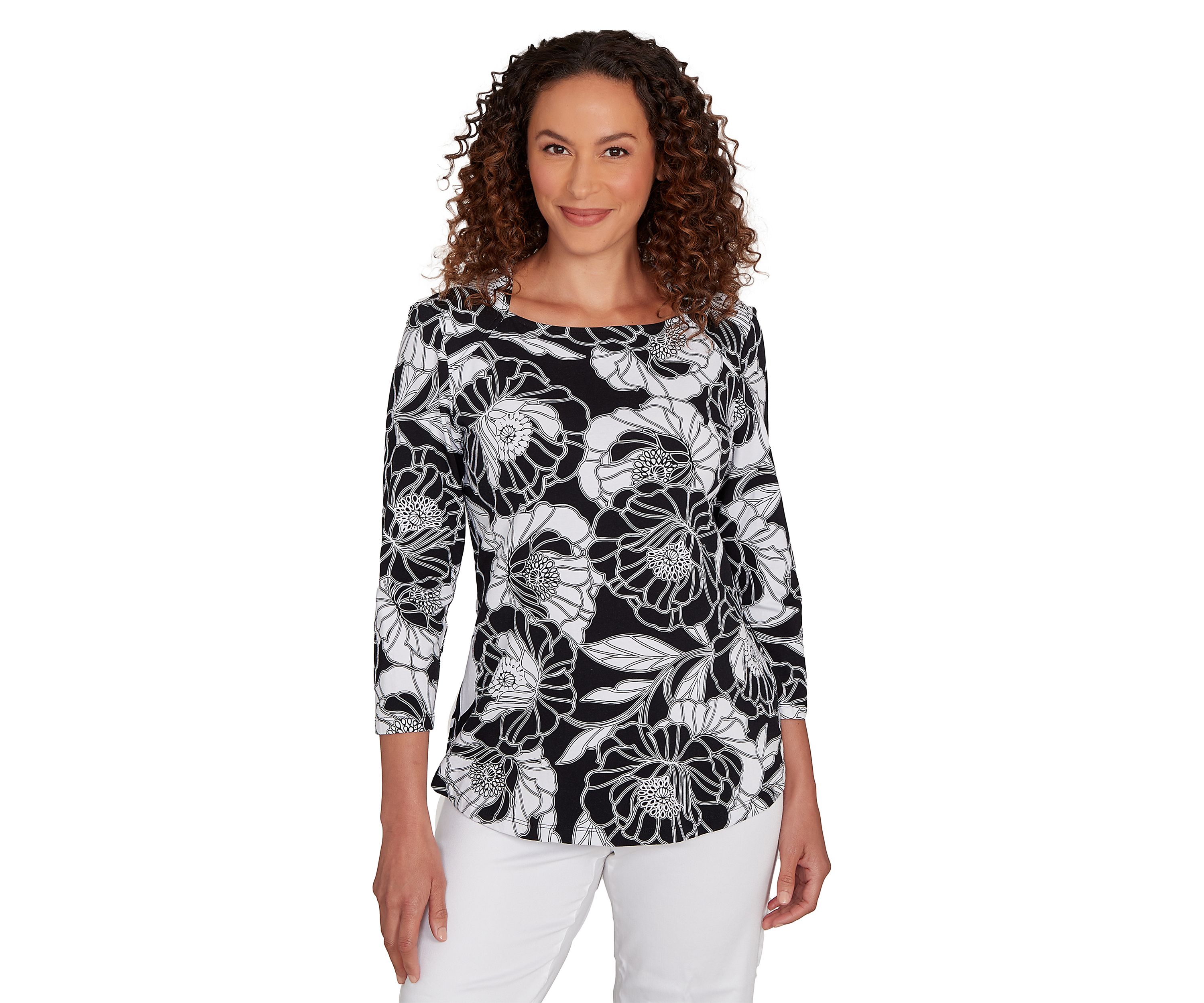 Petite Bold Poppies Envelope Neck Top