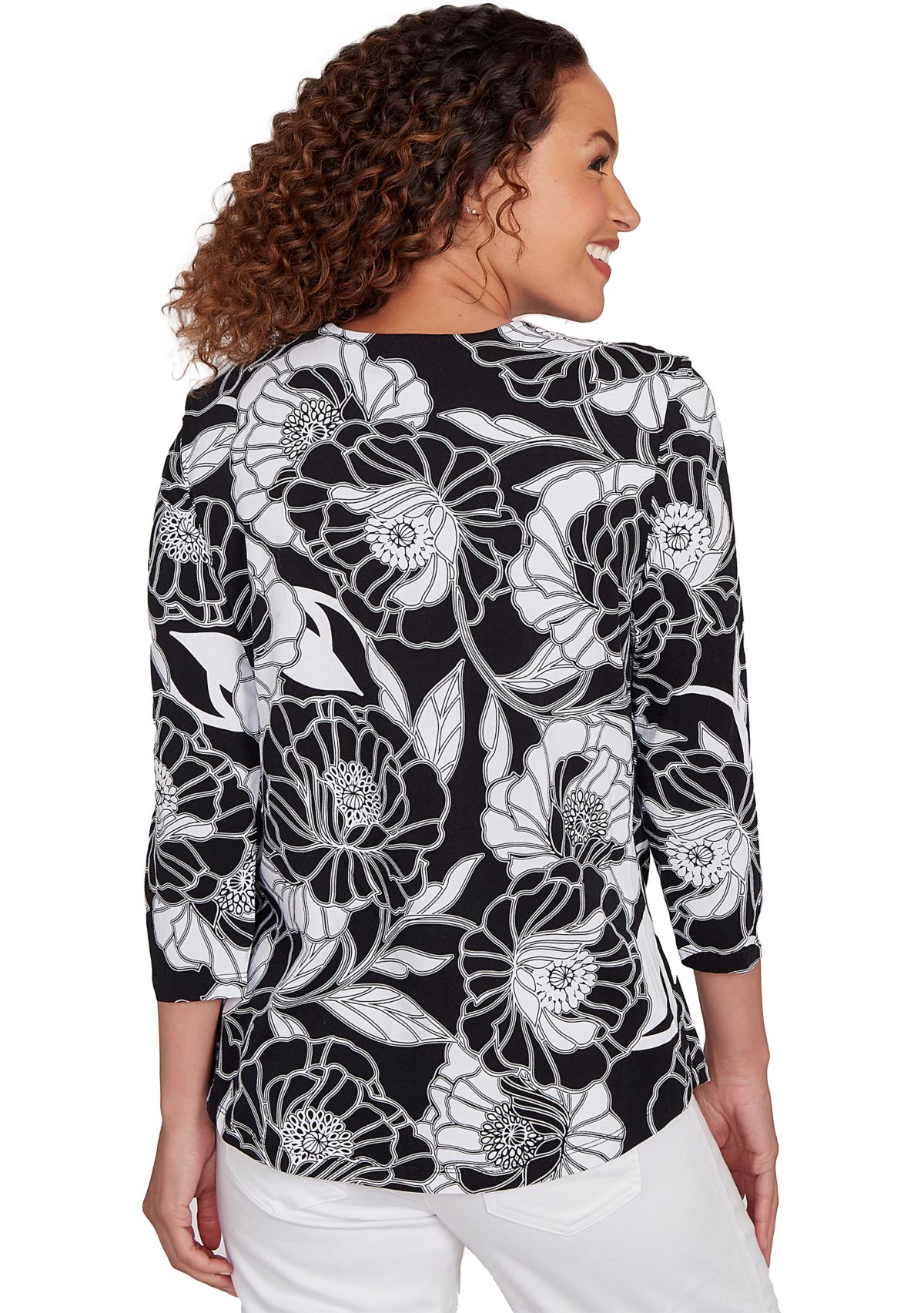 Petite Bold Poppies Envelope Neck Top