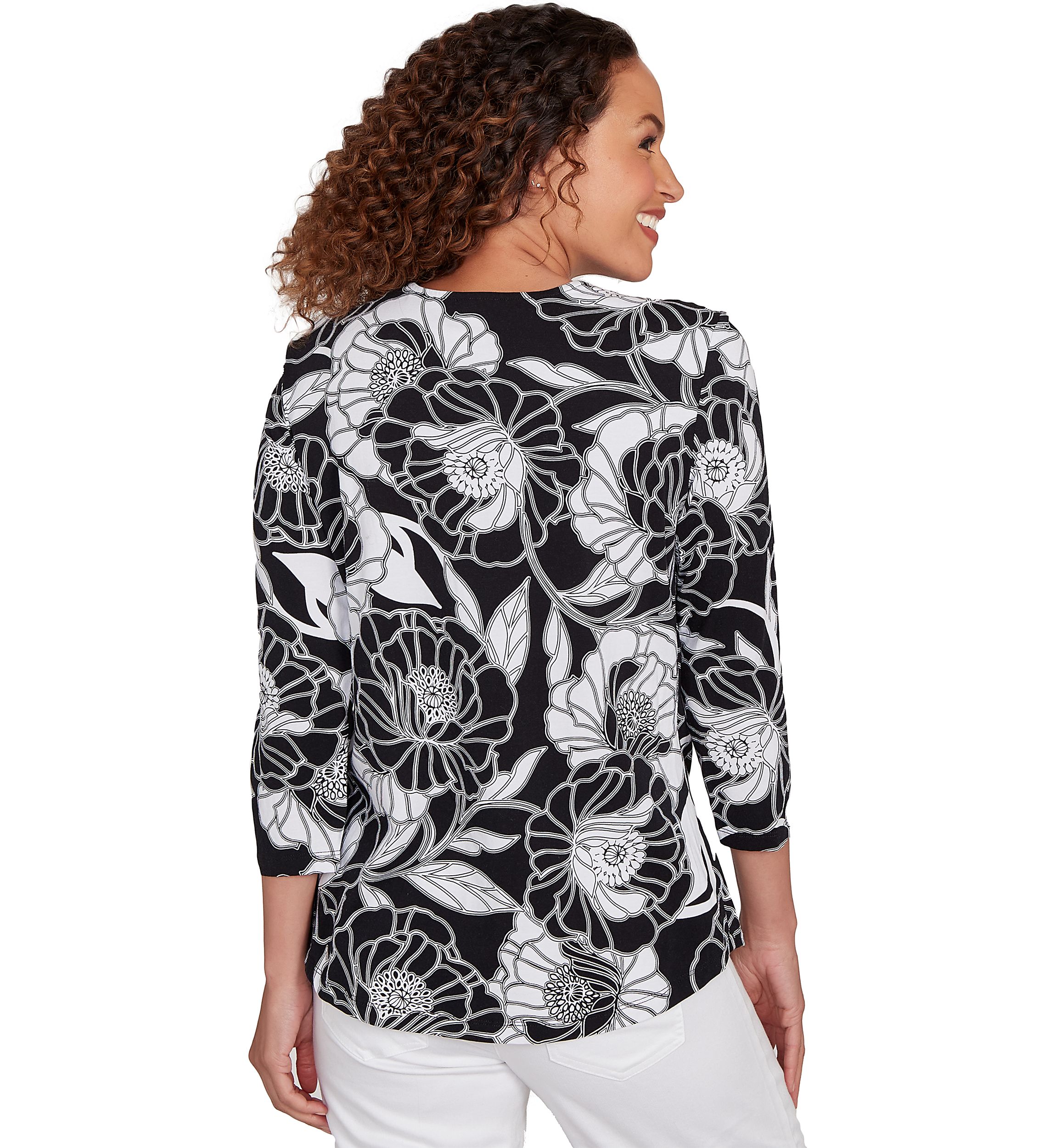 Petite Bold Poppies Envelope Neck Top