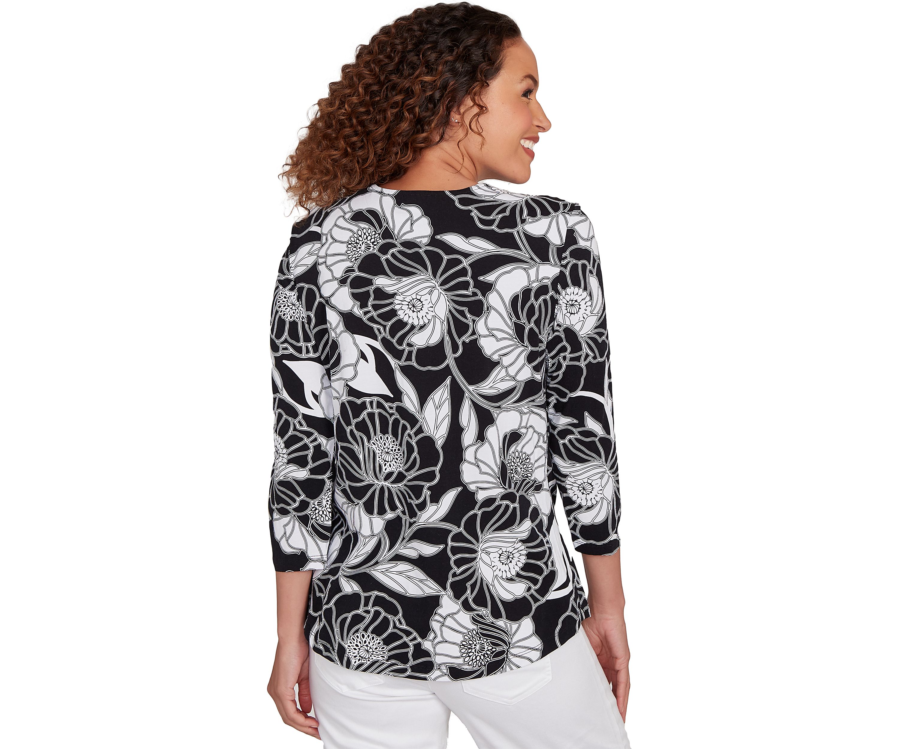 Petite Bold Poppies Envelope Neck Top