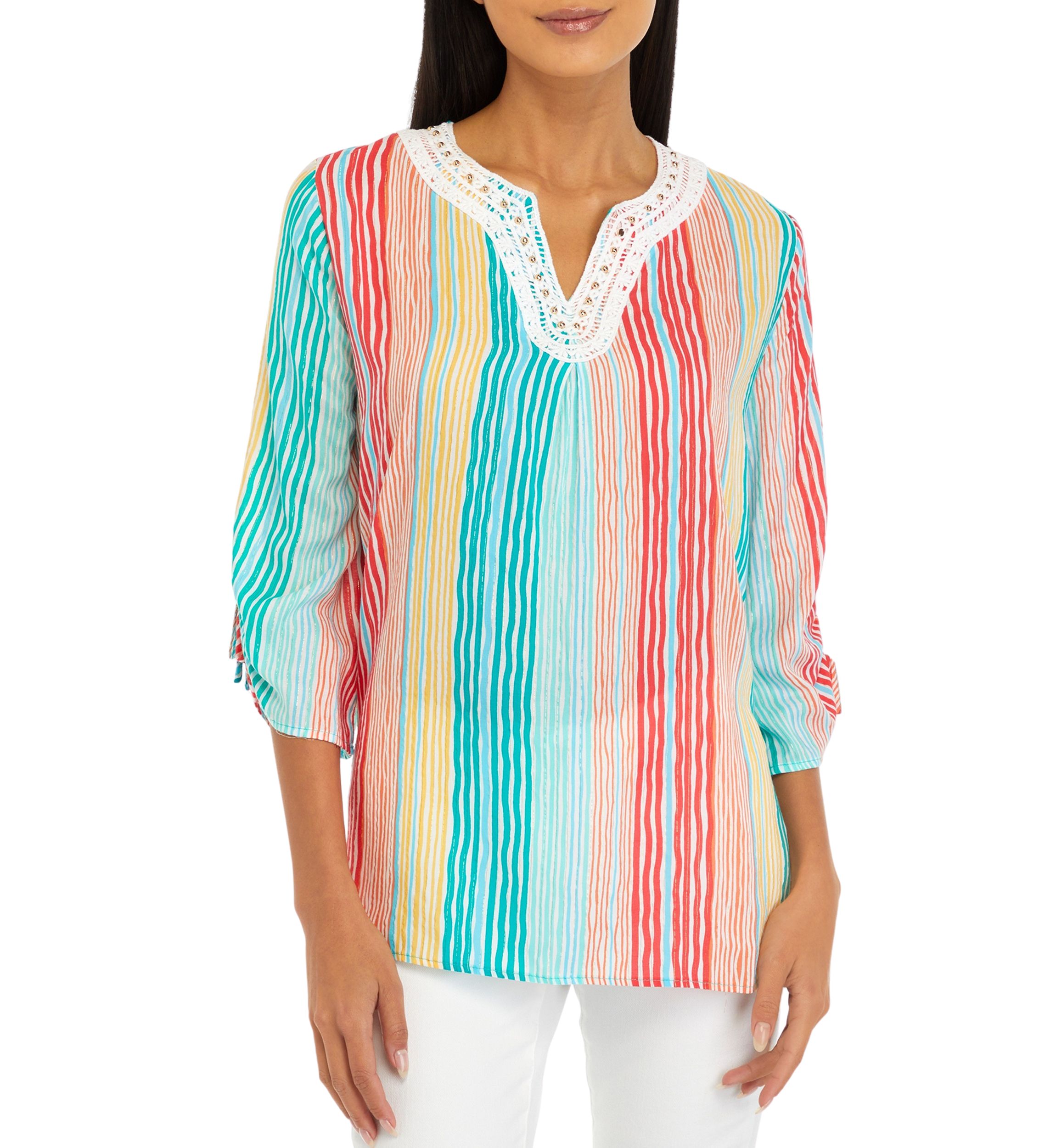 Womens Metallic Stripe Top