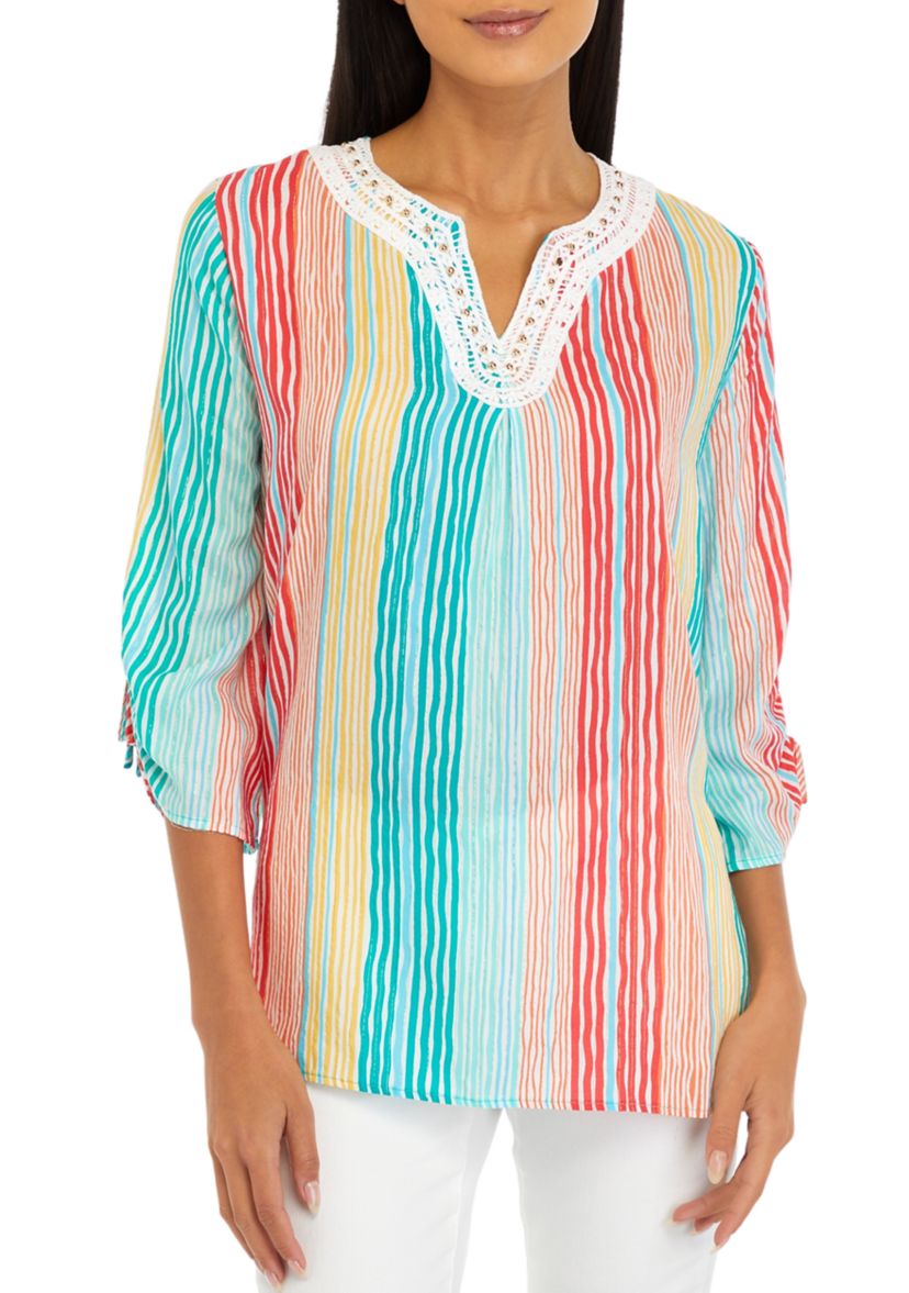 Womens Metallic Stripe Top