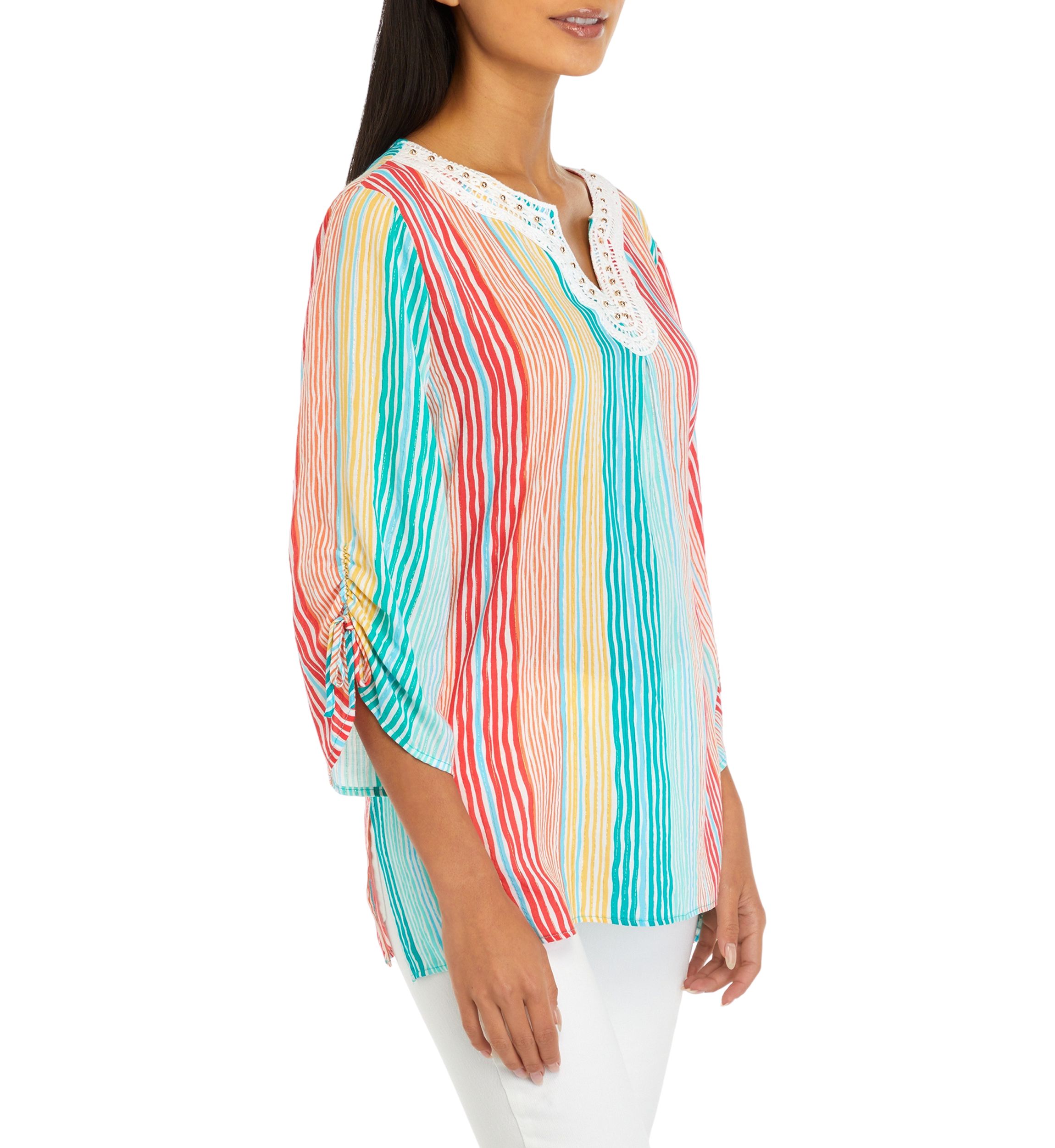 Womens Metallic Stripe Top