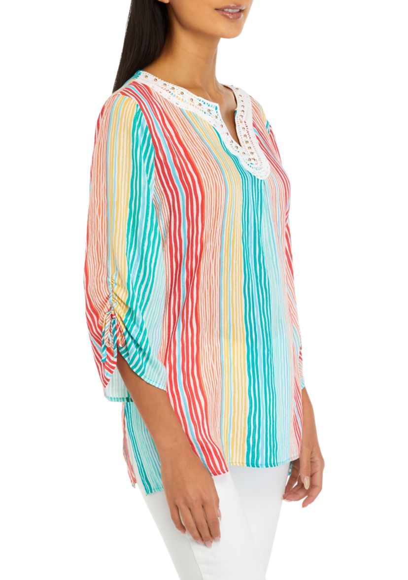 Womens Metallic Stripe Top