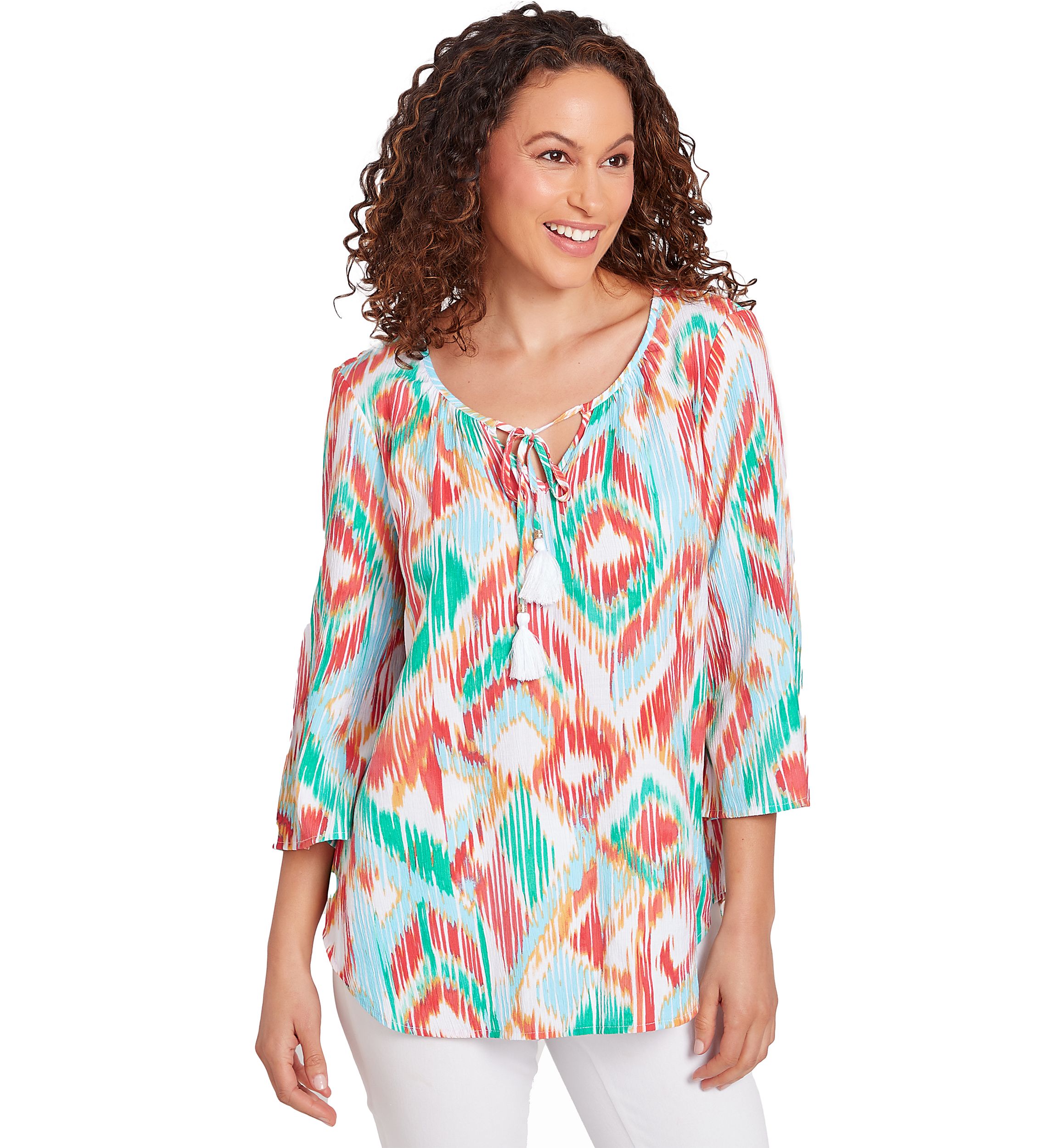 Womens Polynesian Ikat Print Top