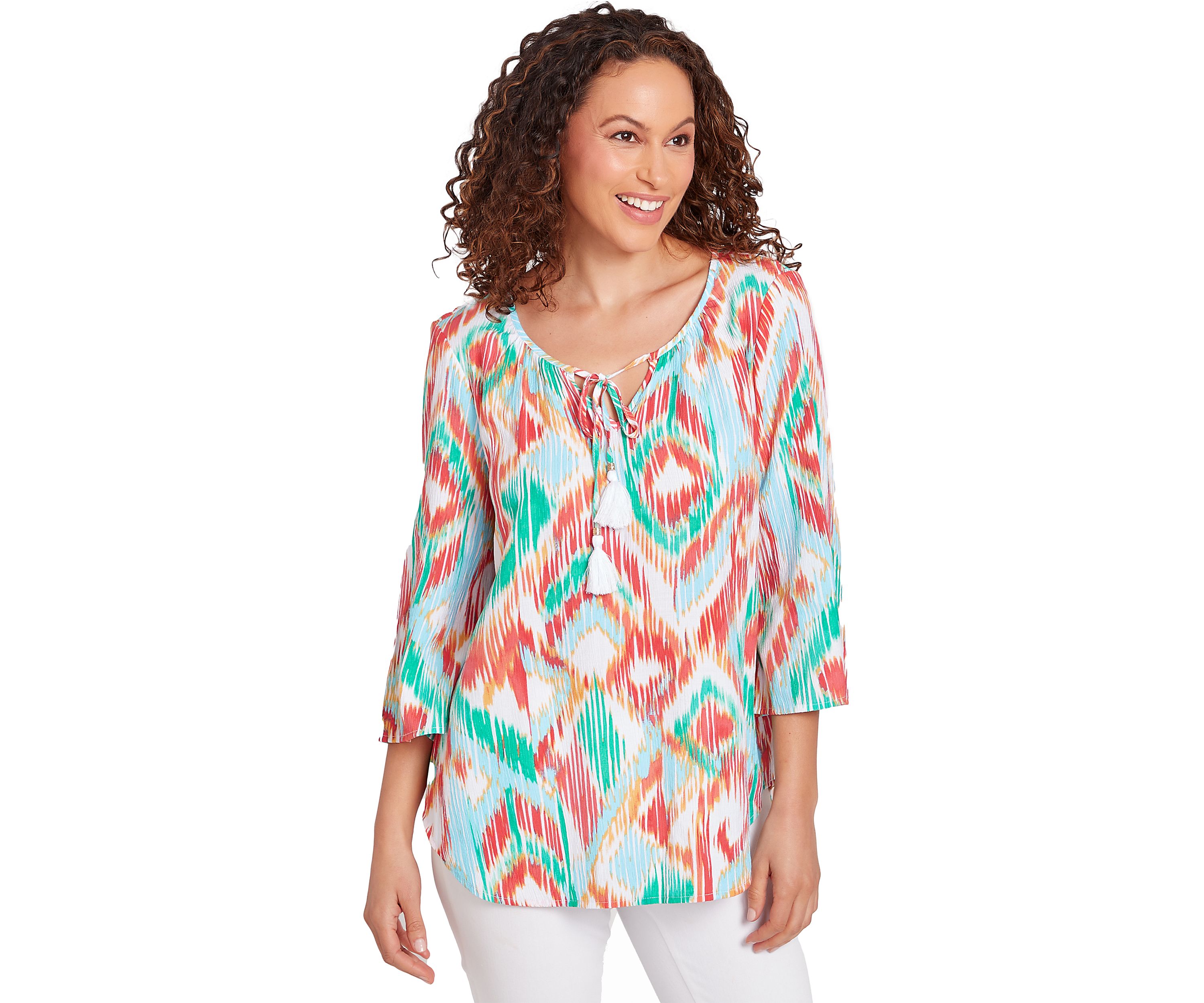 Womens Polynesian Ikat Print Top