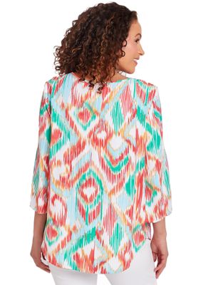 Women's Polynesian Ikat Print Top