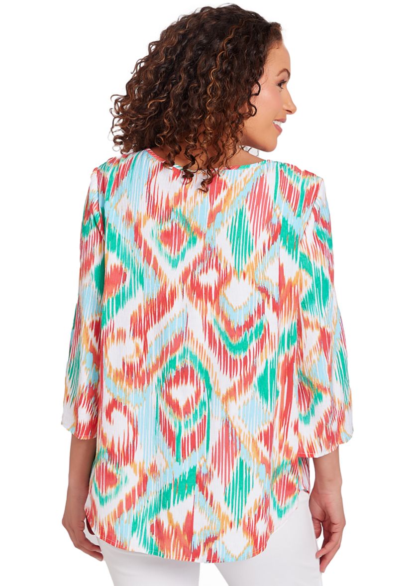 Womens Polynesian Ikat Print Top