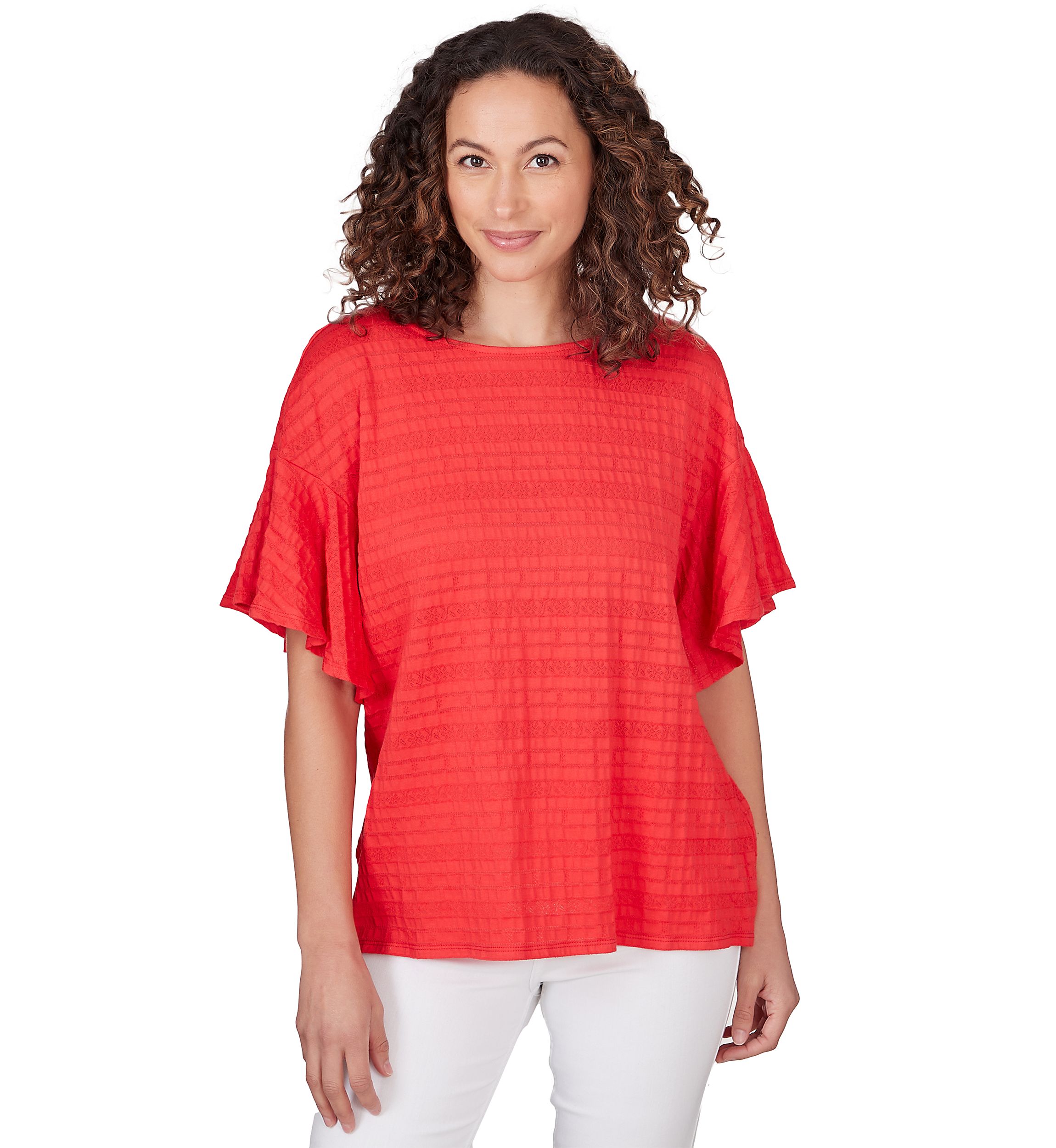 Womens Decorative Smocked Knit Top