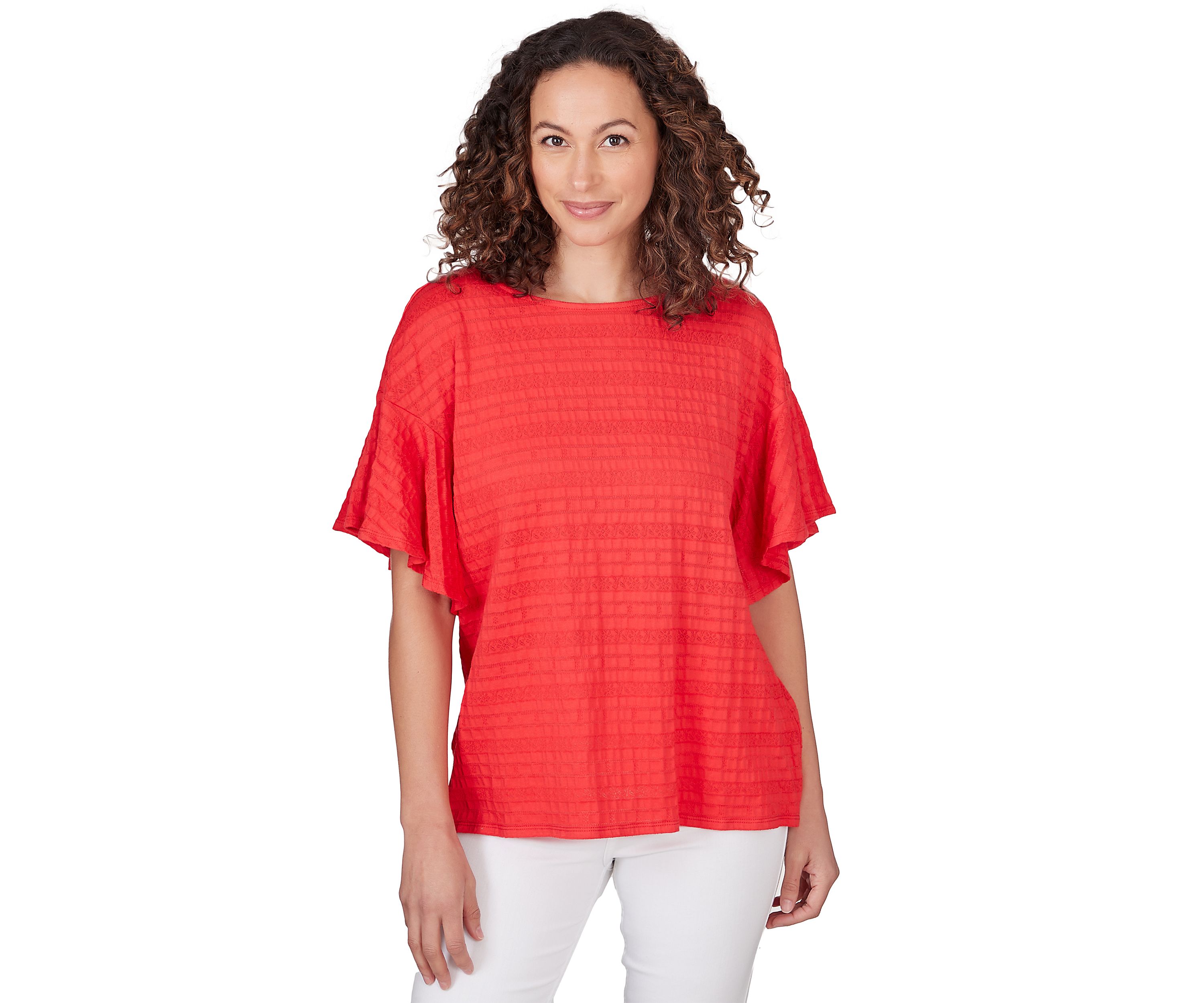 Womens Decorative Smocked Knit Top