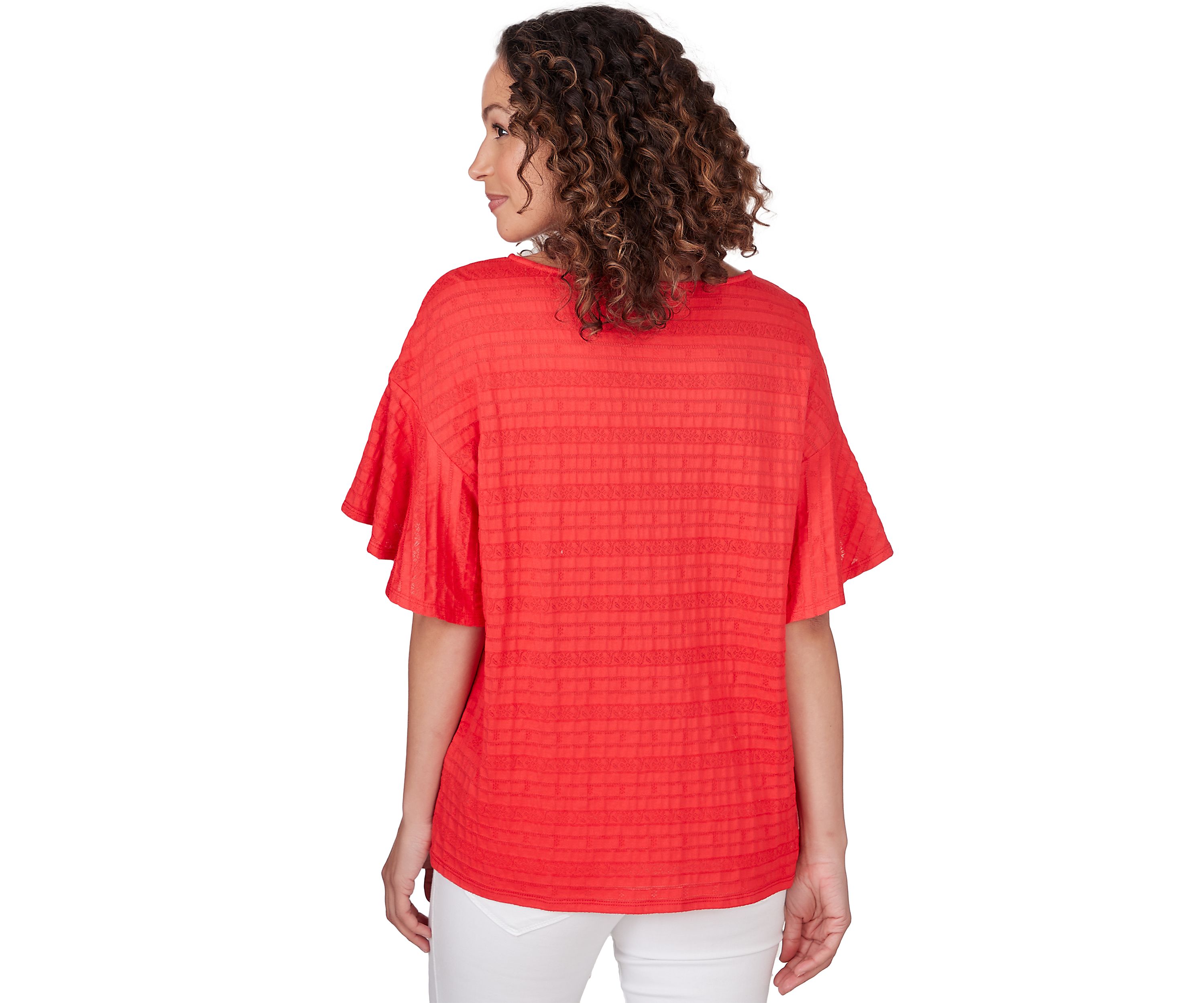 Womens Decorative Smocked Knit Top