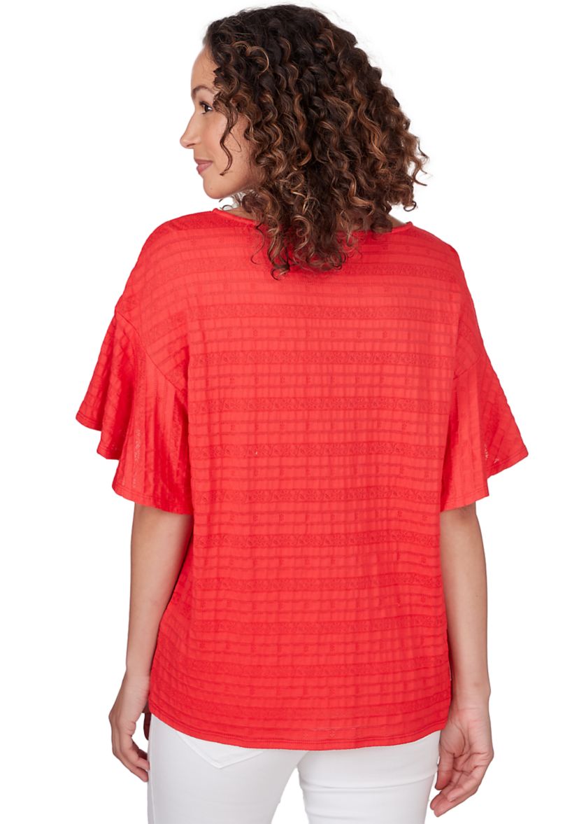 Womens Decorative Smocked Knit Top