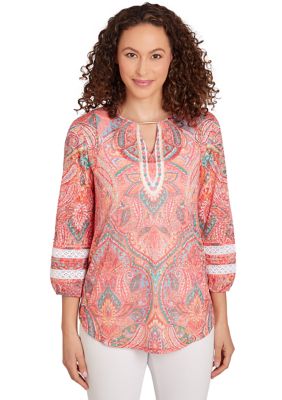 Women's Paisley Lace Knit Top