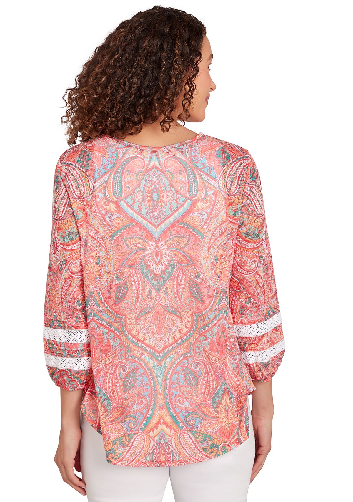 Womens Paisley Lace Knit Top