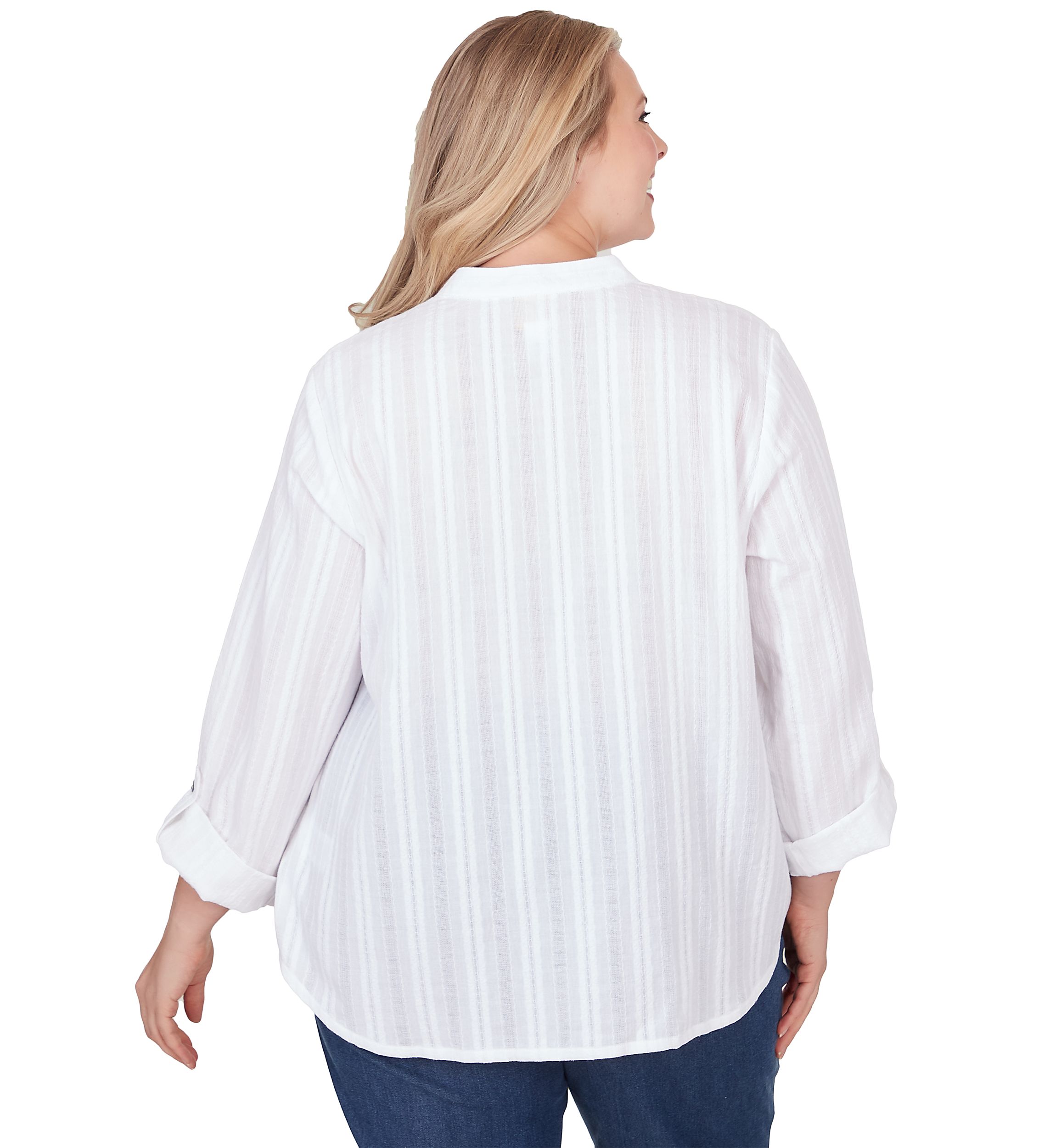 Plus Size Striped Gauze Top