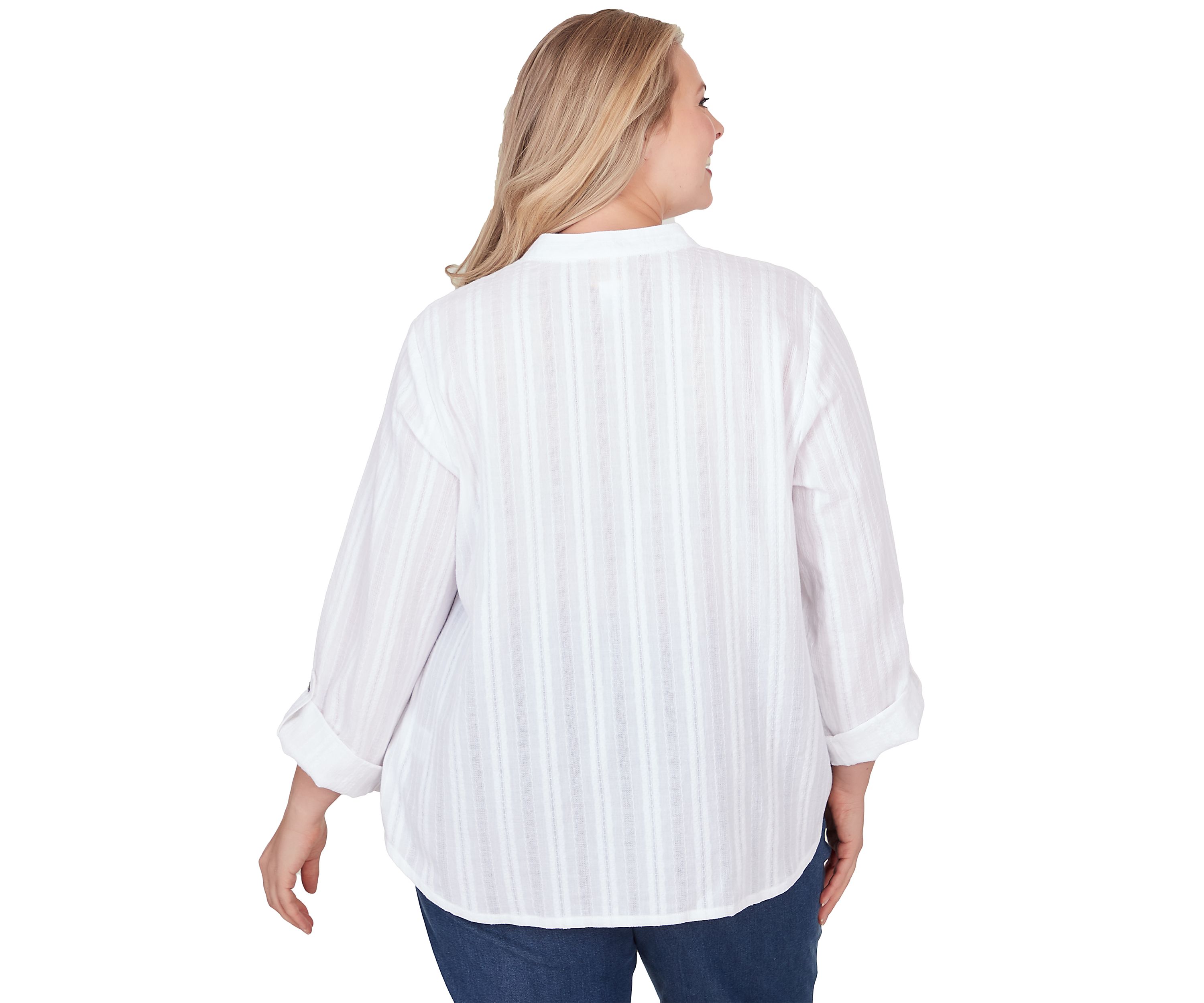 Plus Size Striped Gauze Top