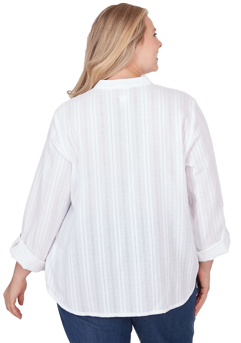 Plus Size Striped Gauze Top