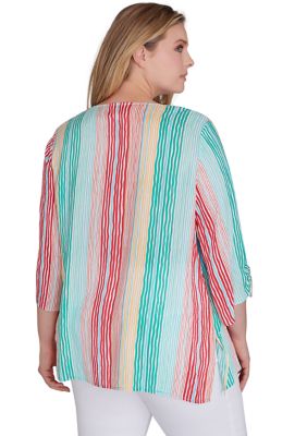 Women's Wavy Metallic Stripe Top