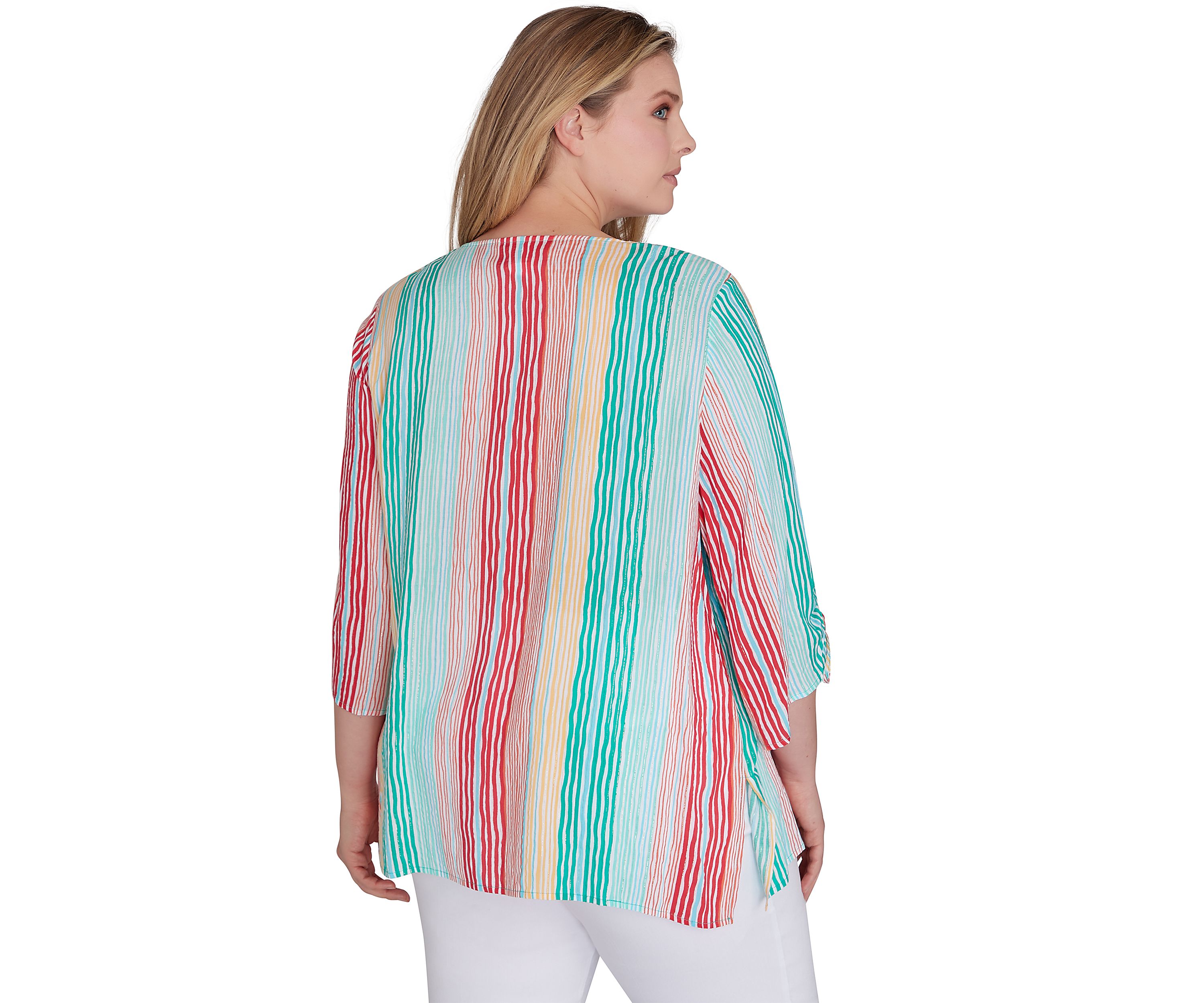 Womens Wavy Metallic Stripe Top