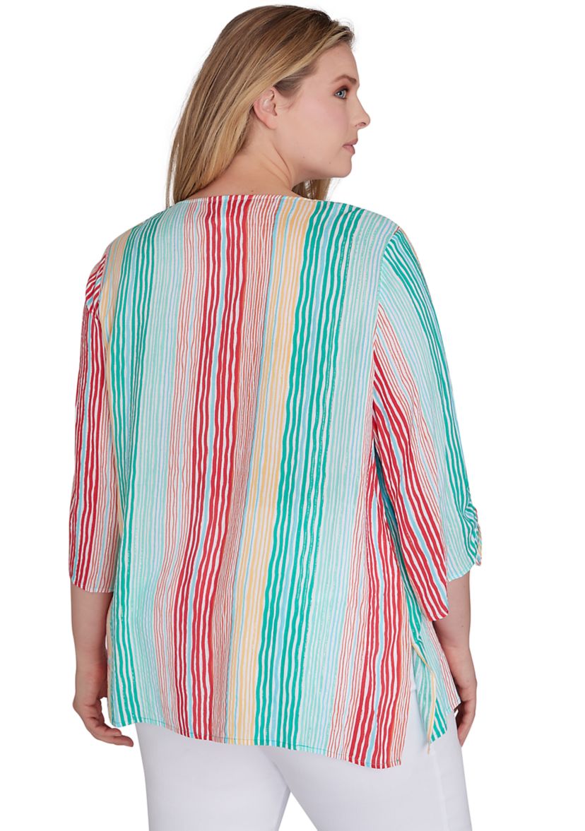 Womens Wavy Metallic Stripe Top