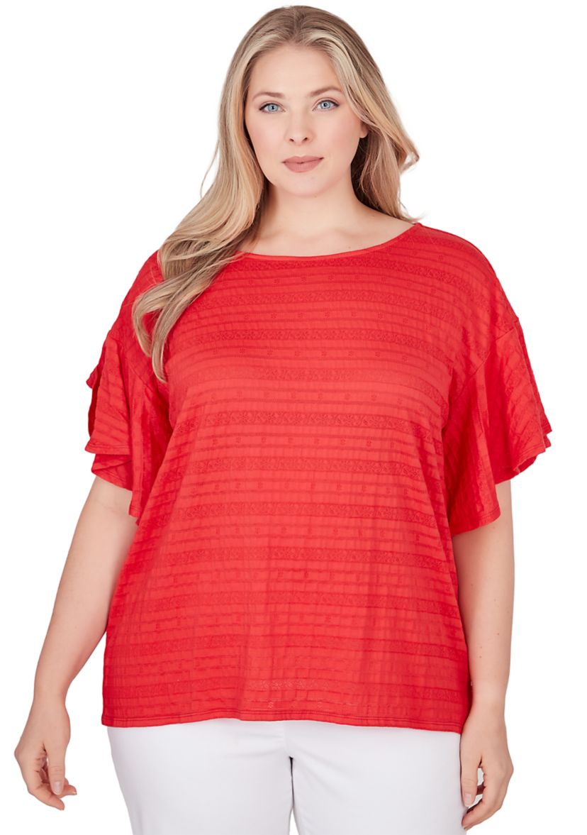 Womens Decorative Smocked Knit Top
