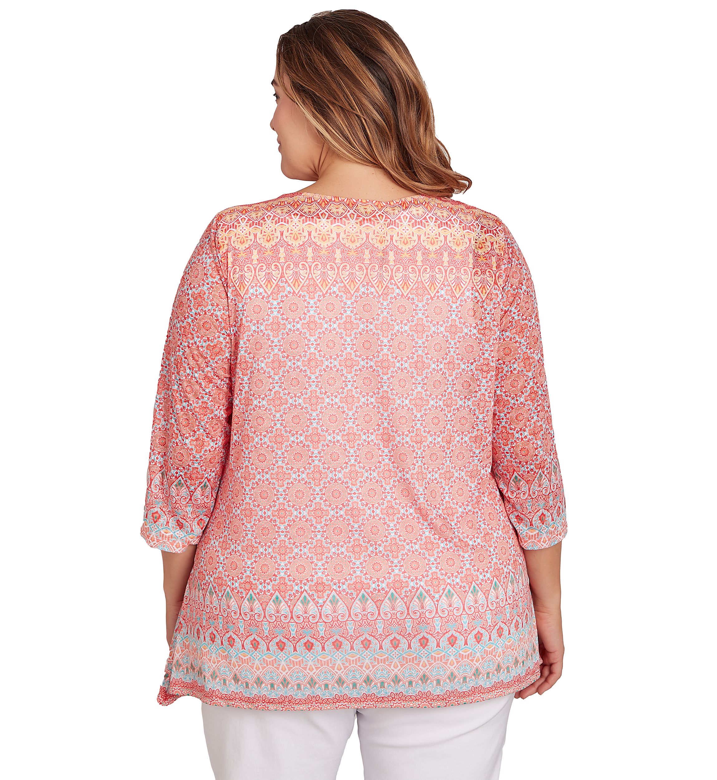 Womens Embellished Geo Print Top
