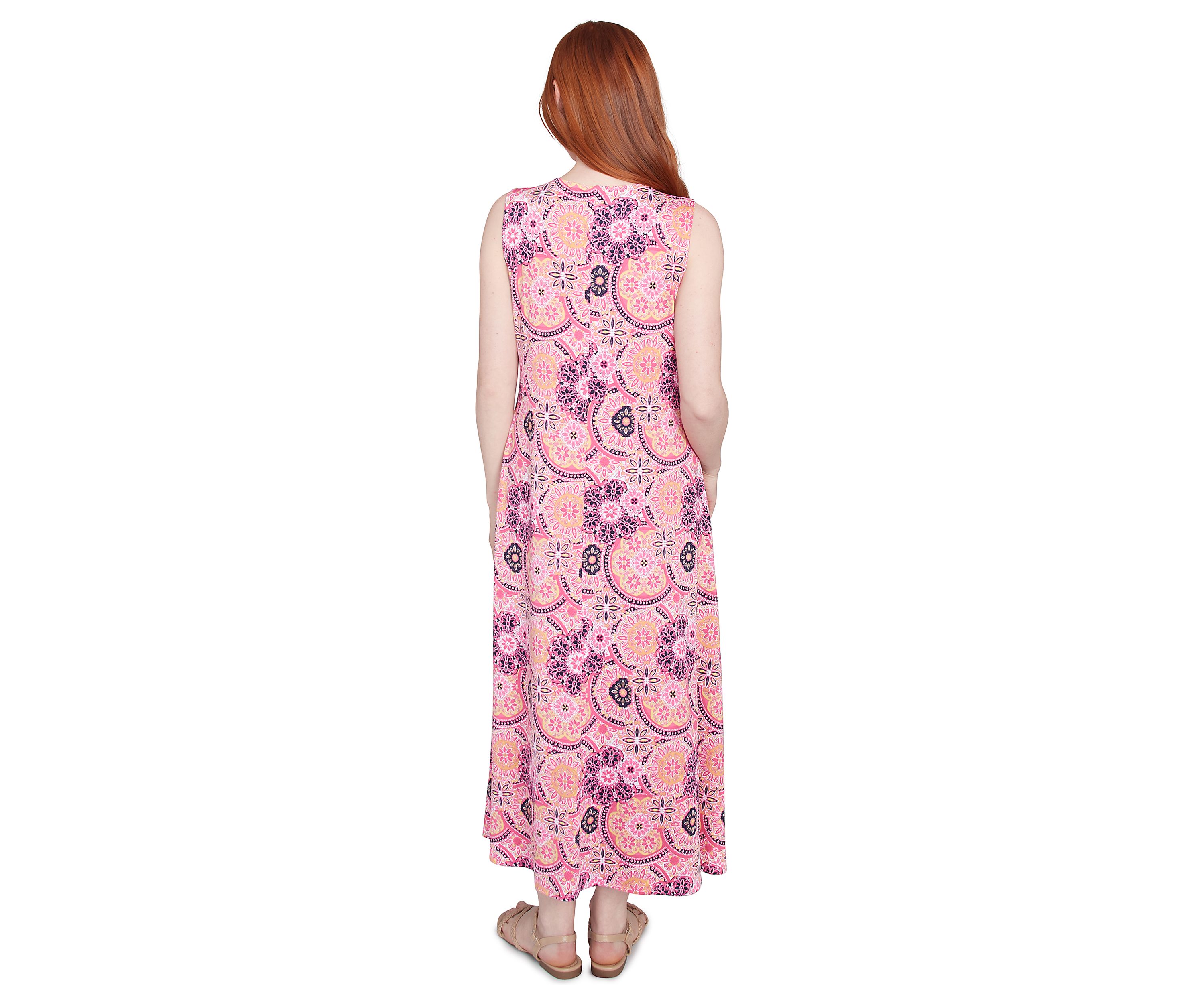 Womens Medallion Print Stretch Sleeveless Dress