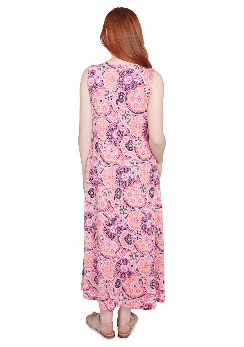 Womens Medallion Print Stretch Sleeveless Dress