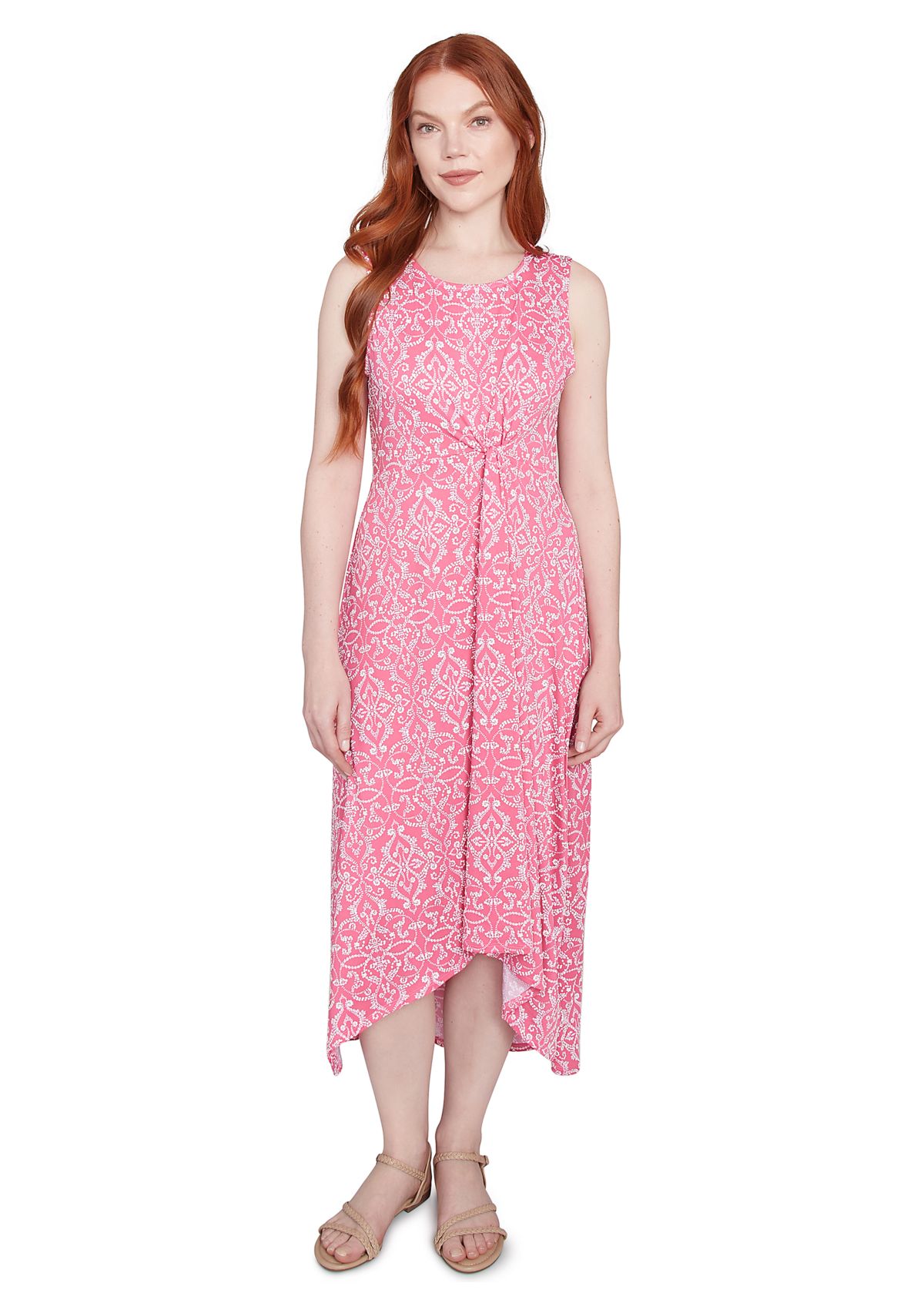 Womens Etched Medallion Puff Print High Low Dress