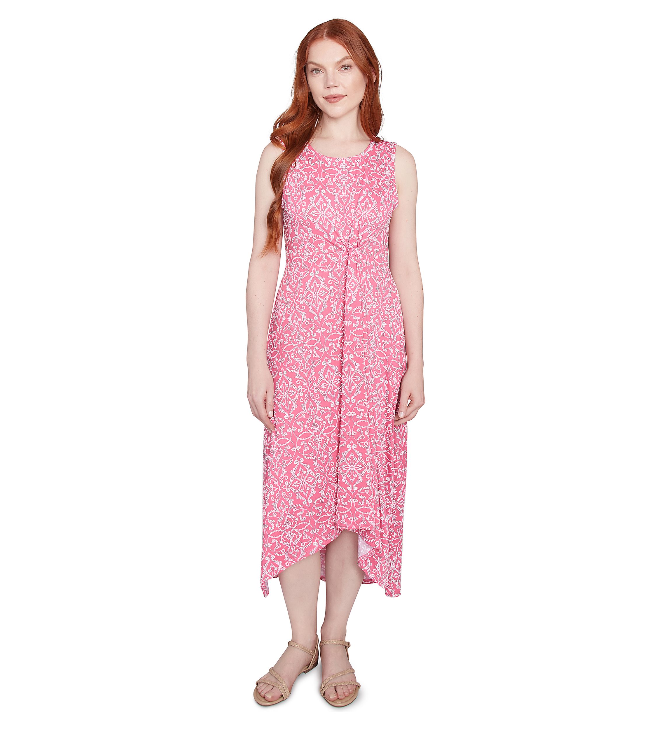 Womens Etched Medallion Puff Print High Low Dress