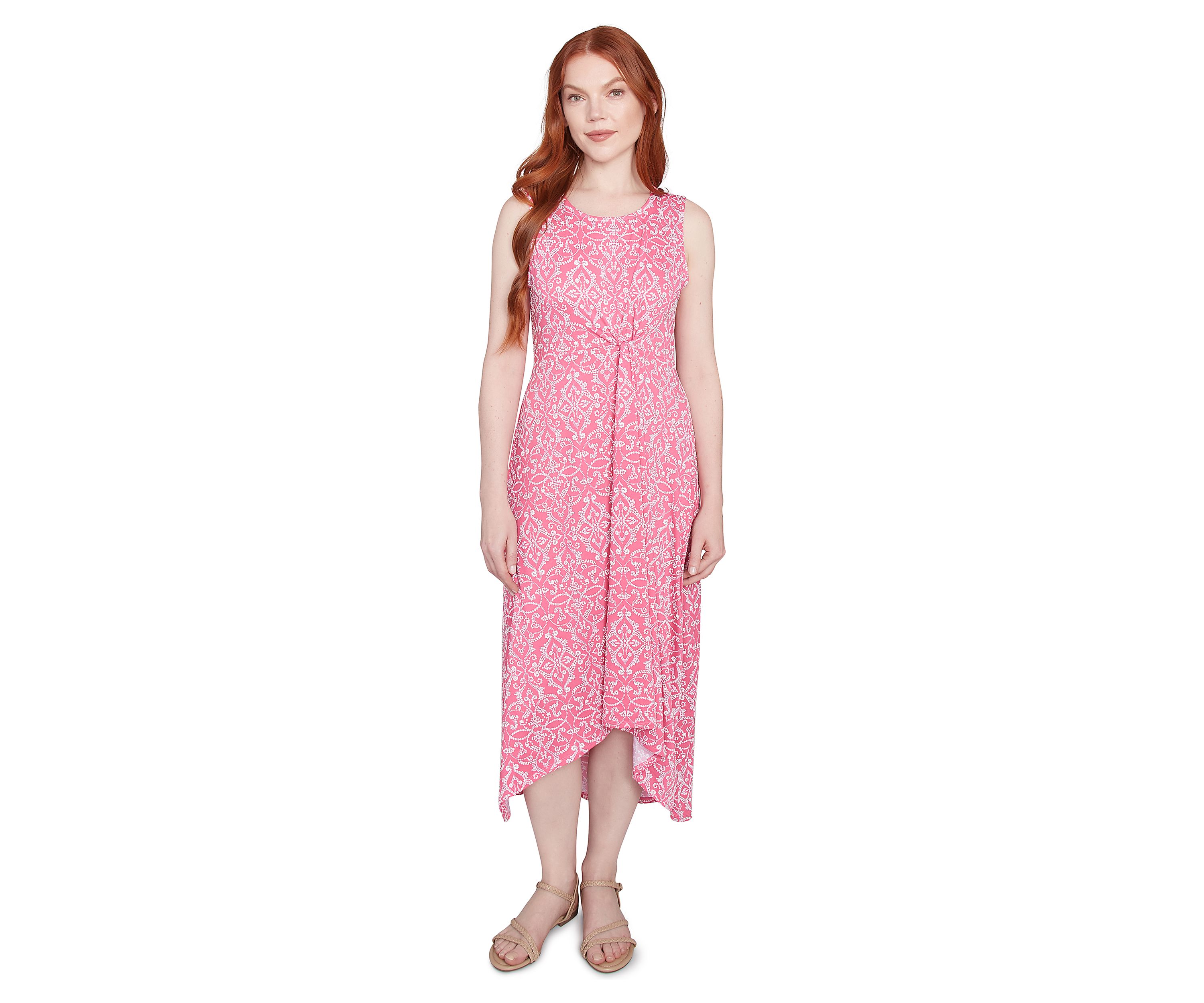 Womens Etched Medallion Puff Print High Low Dress