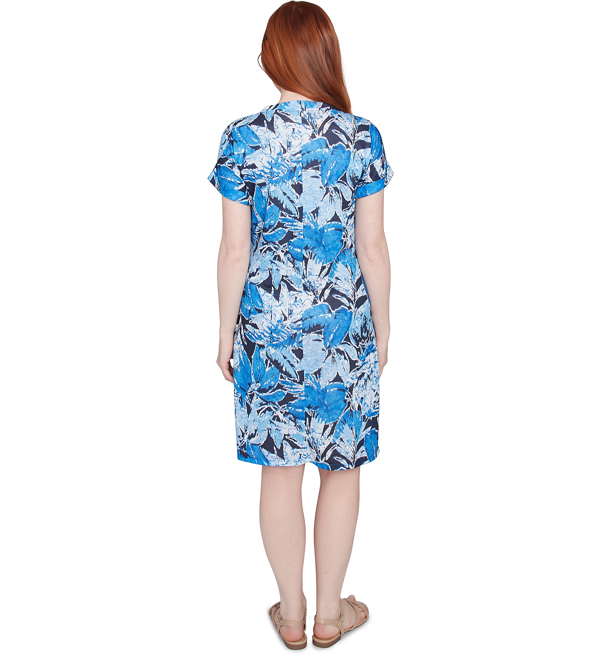 Womens Batik Leaf Tie-Front Jersey Dress