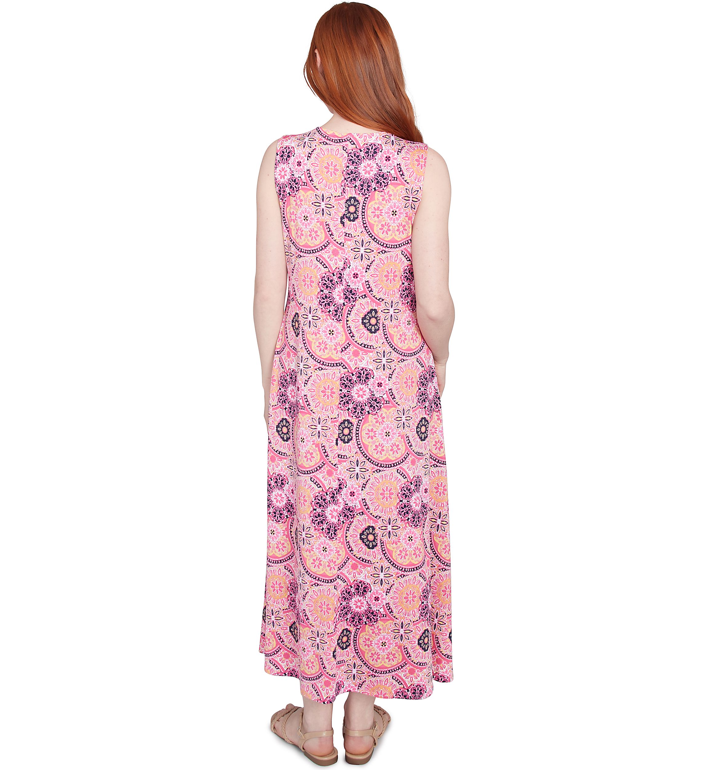 Petite Medallion Print Stretch Sleeveless Dress