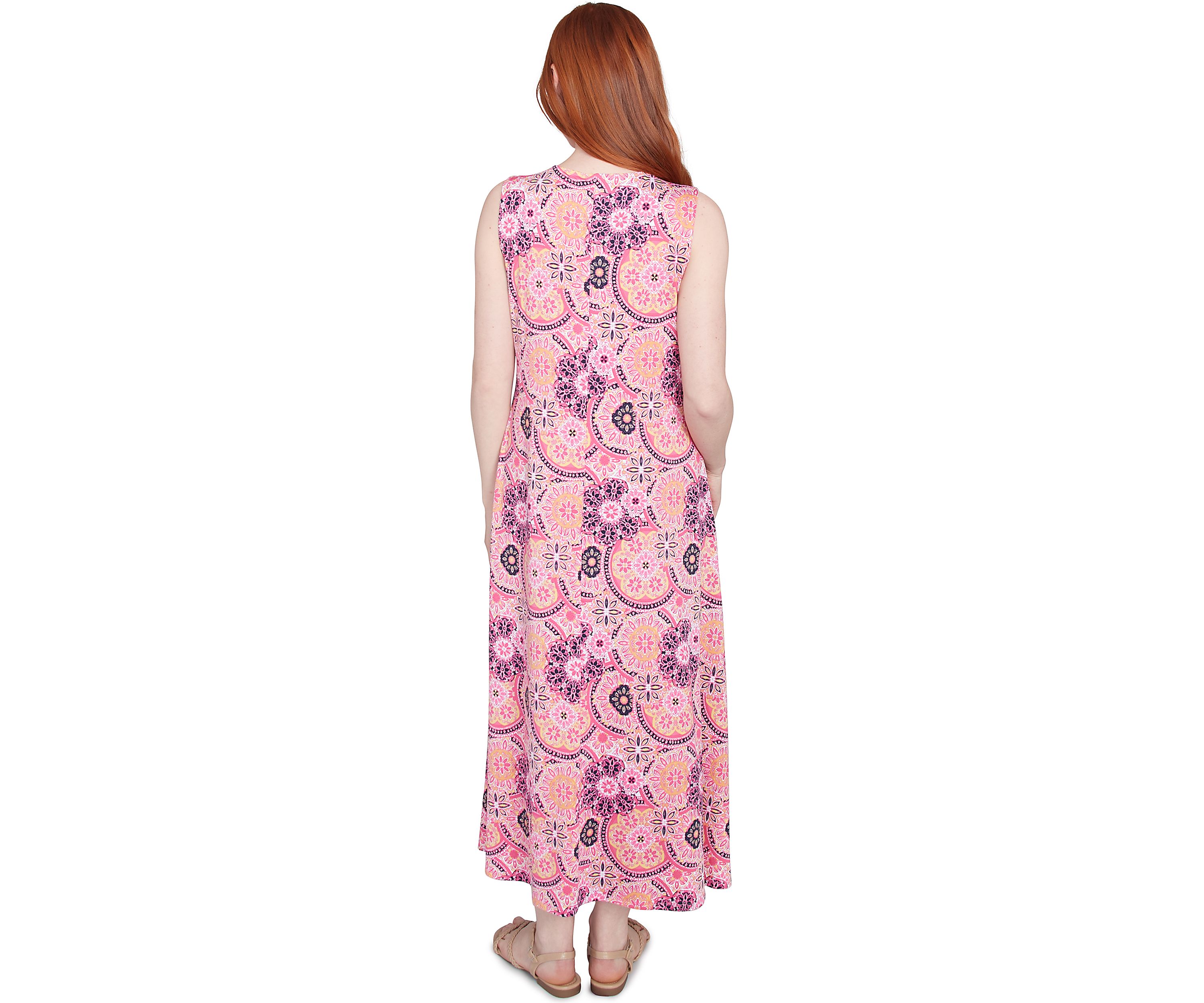 Petite Medallion Print Stretch Sleeveless Dress