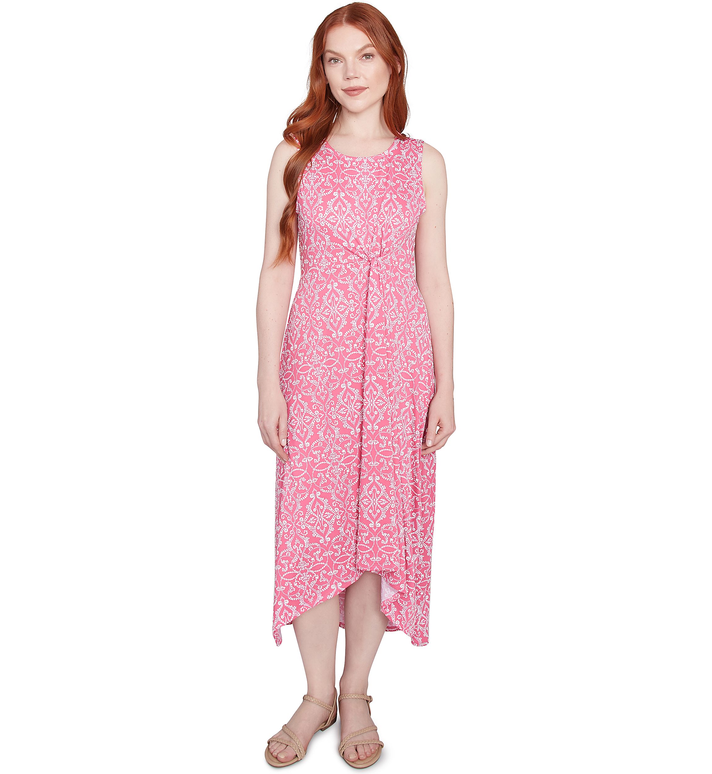 Petite Etched Medallion Puff Print High Low Dress