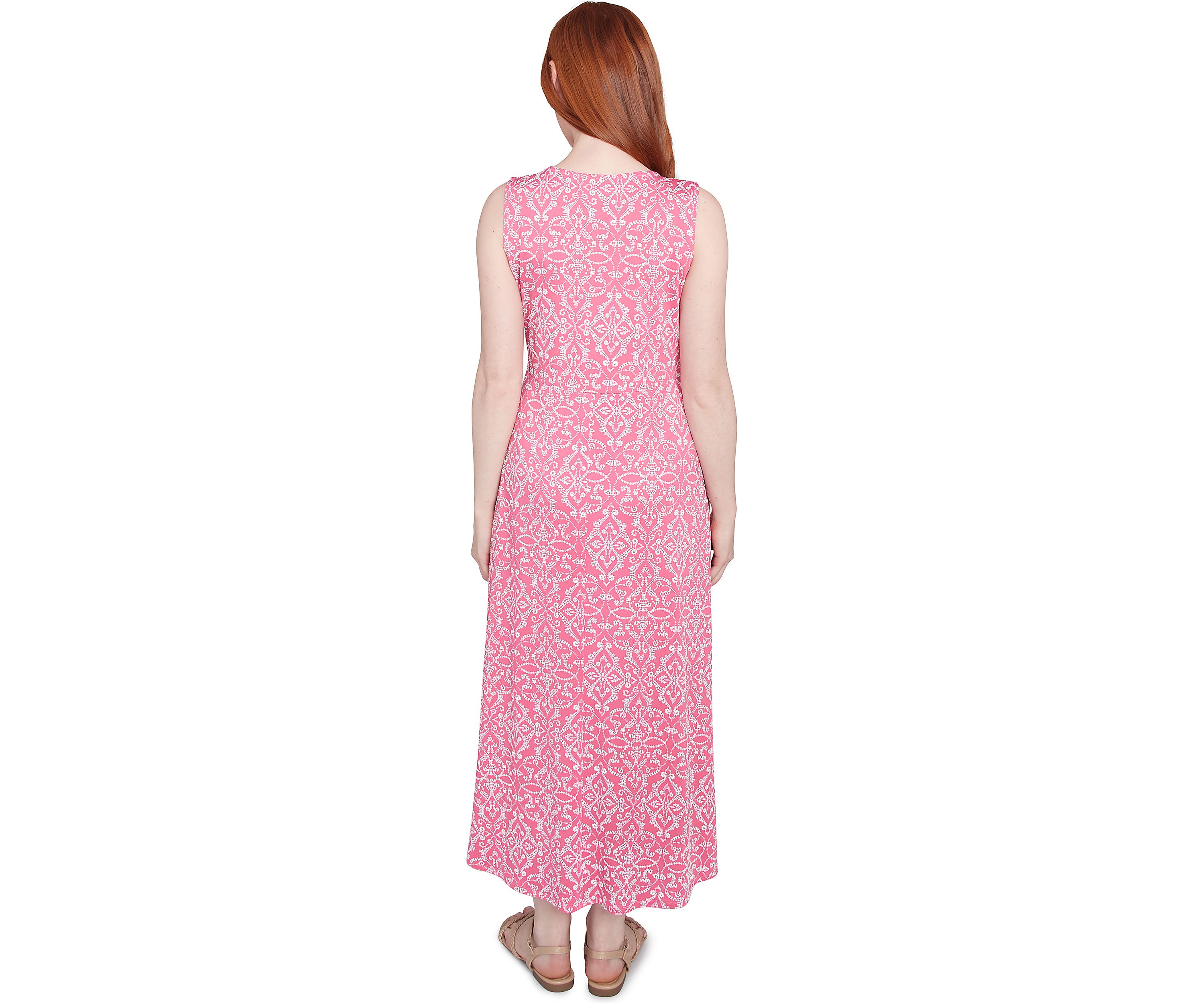 Petite Etched Medallion Puff Print High Low Dress