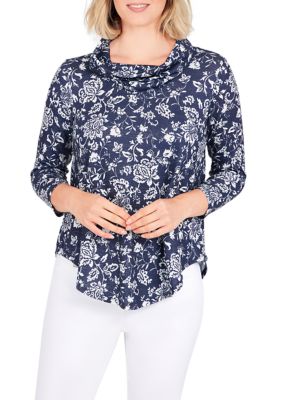 Women's Floral Cowl Neck Top