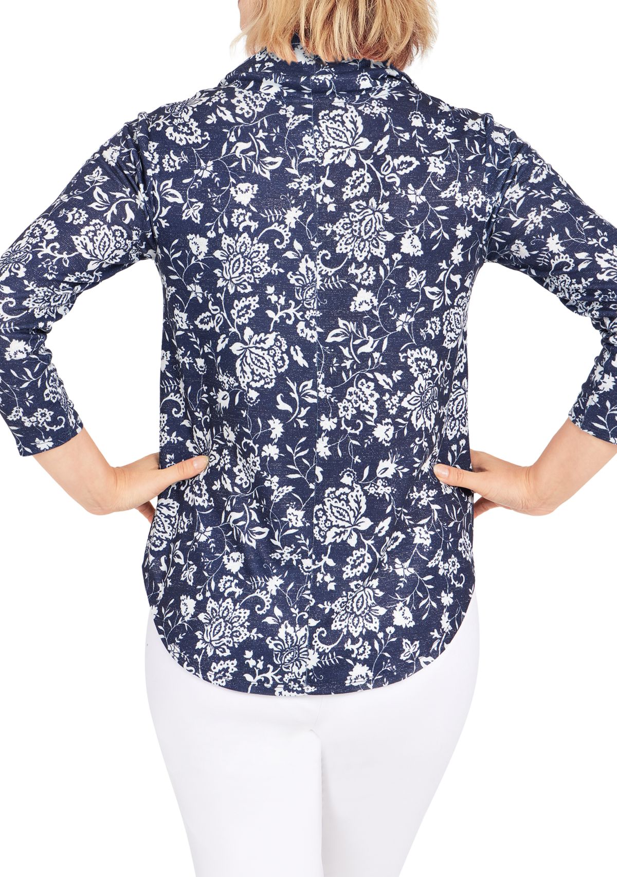 Womens Floral Cowl Neck Top