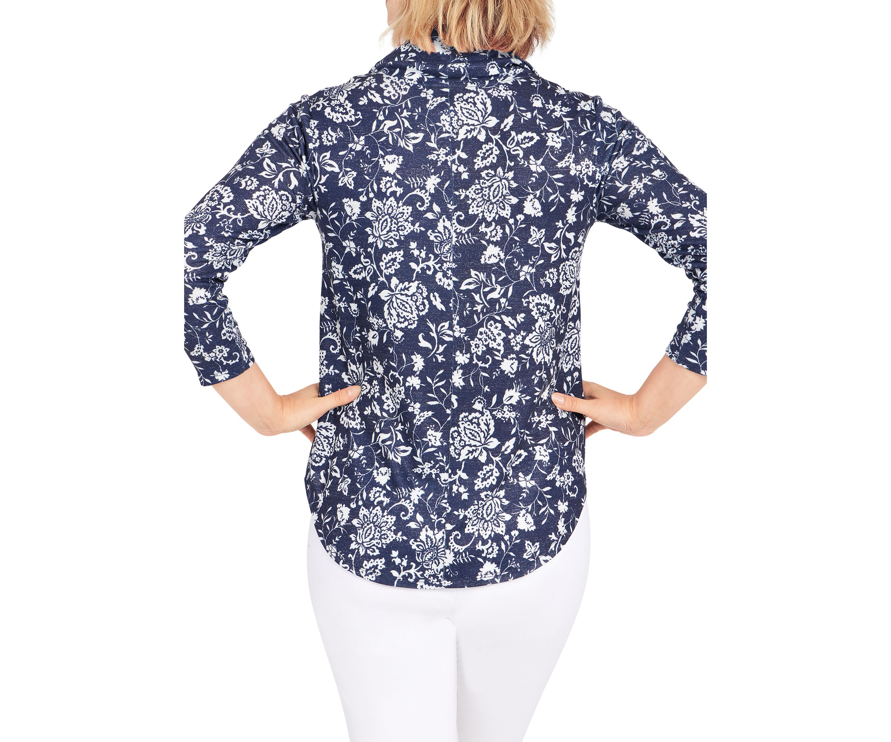 Womens Floral Cowl Neck Top