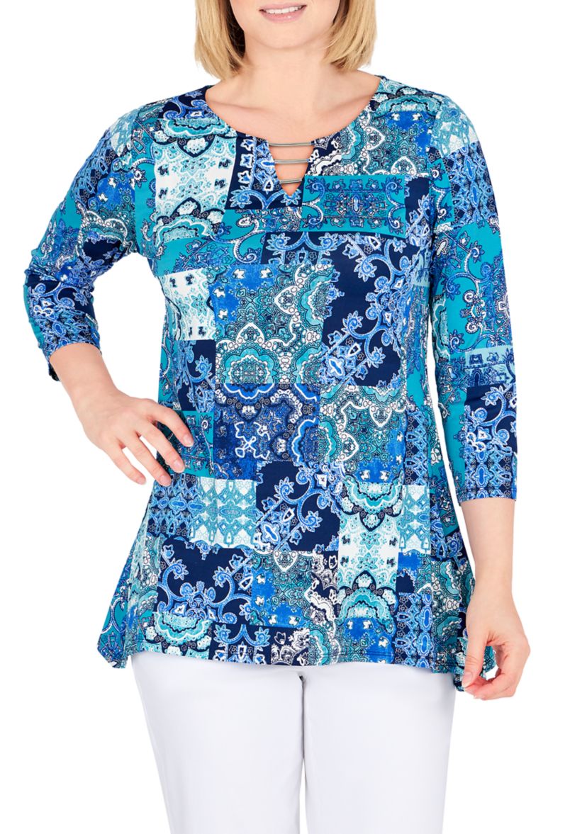 Womens Patchwork Sharkbite Top