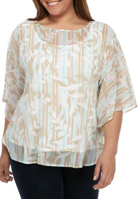 Ruby Rd Plus Size Stripe Butterfly Top | belk