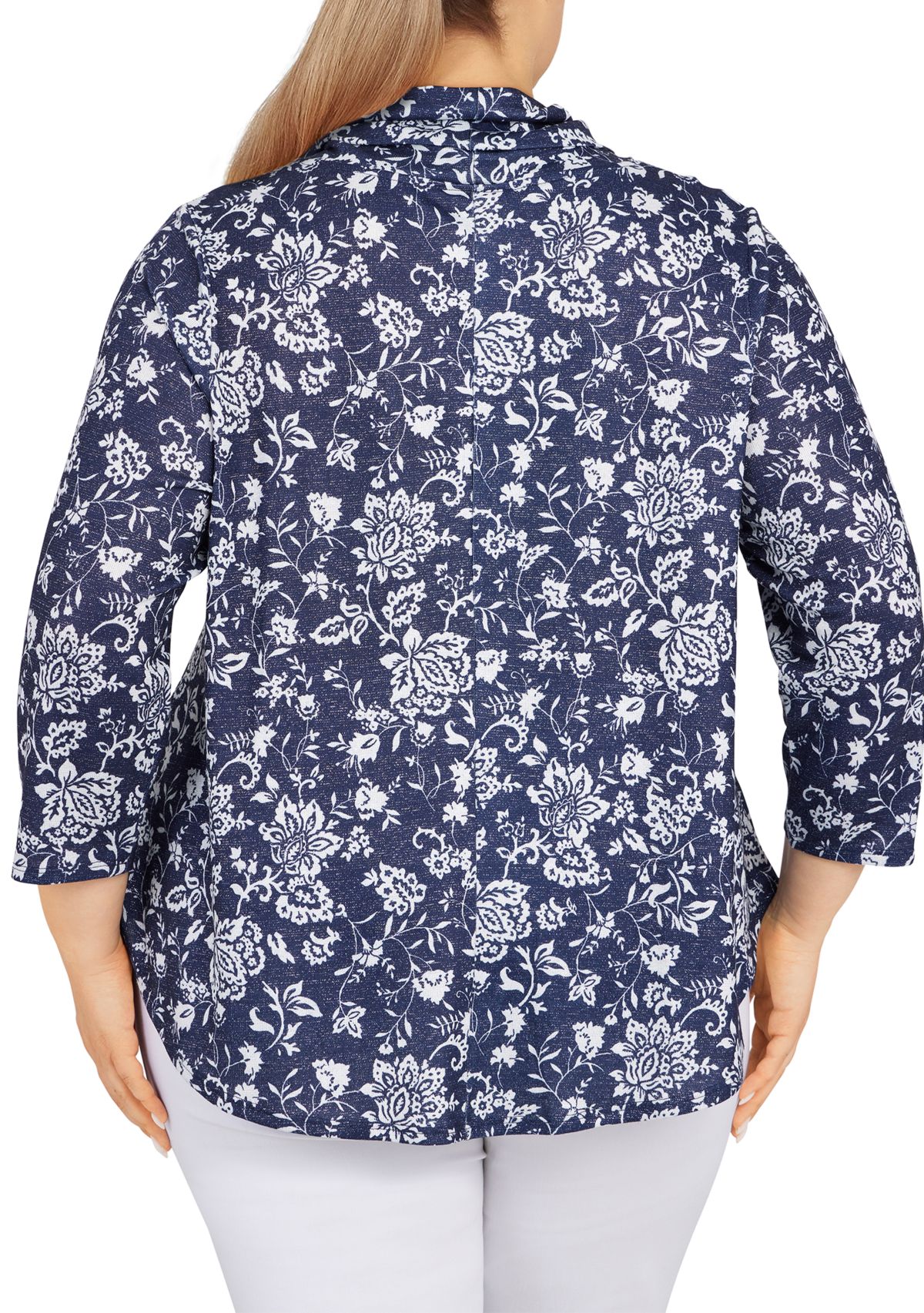 Plus Size Floral Cowl Neck Top