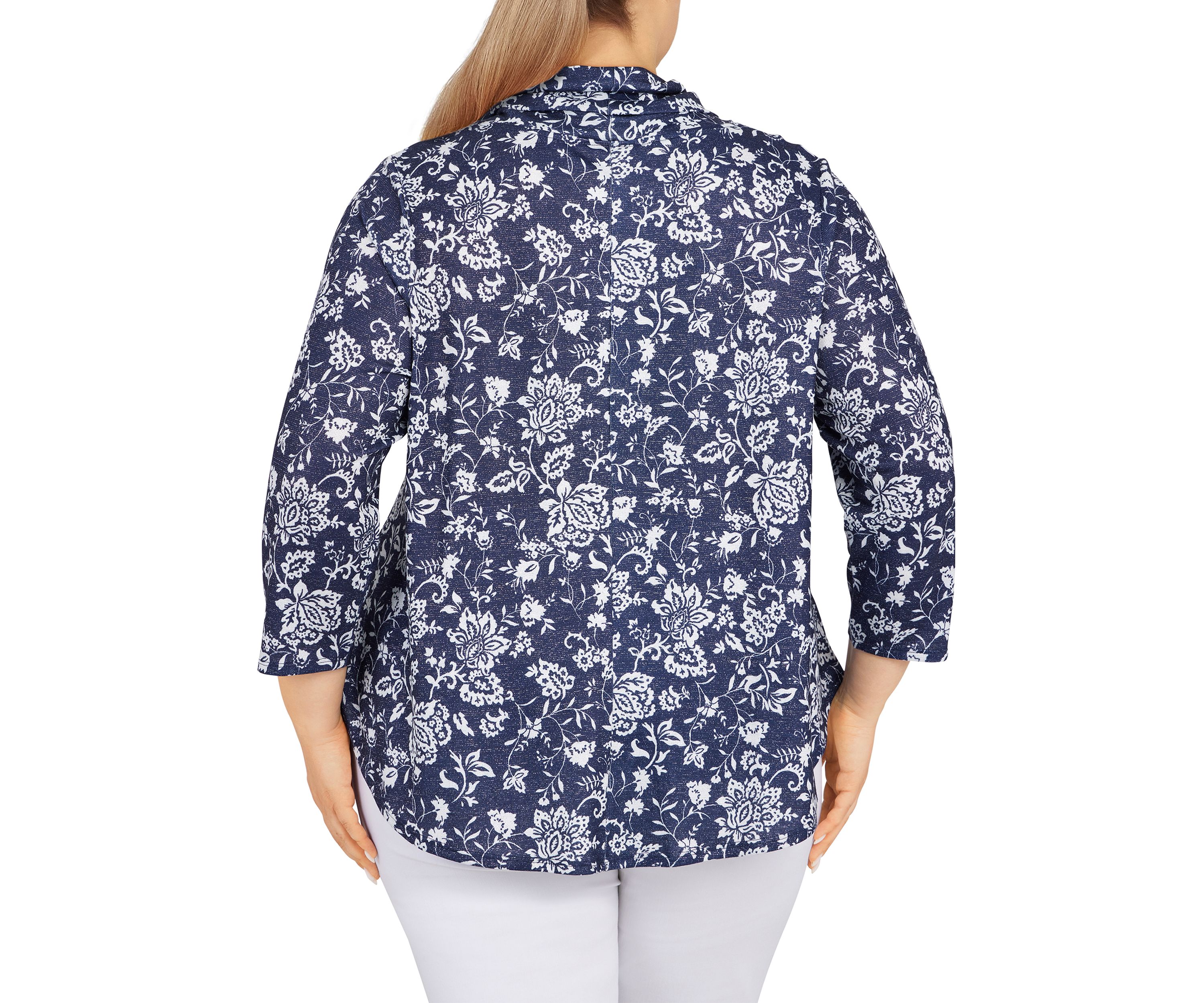 Plus Size Floral Cowl Neck Top