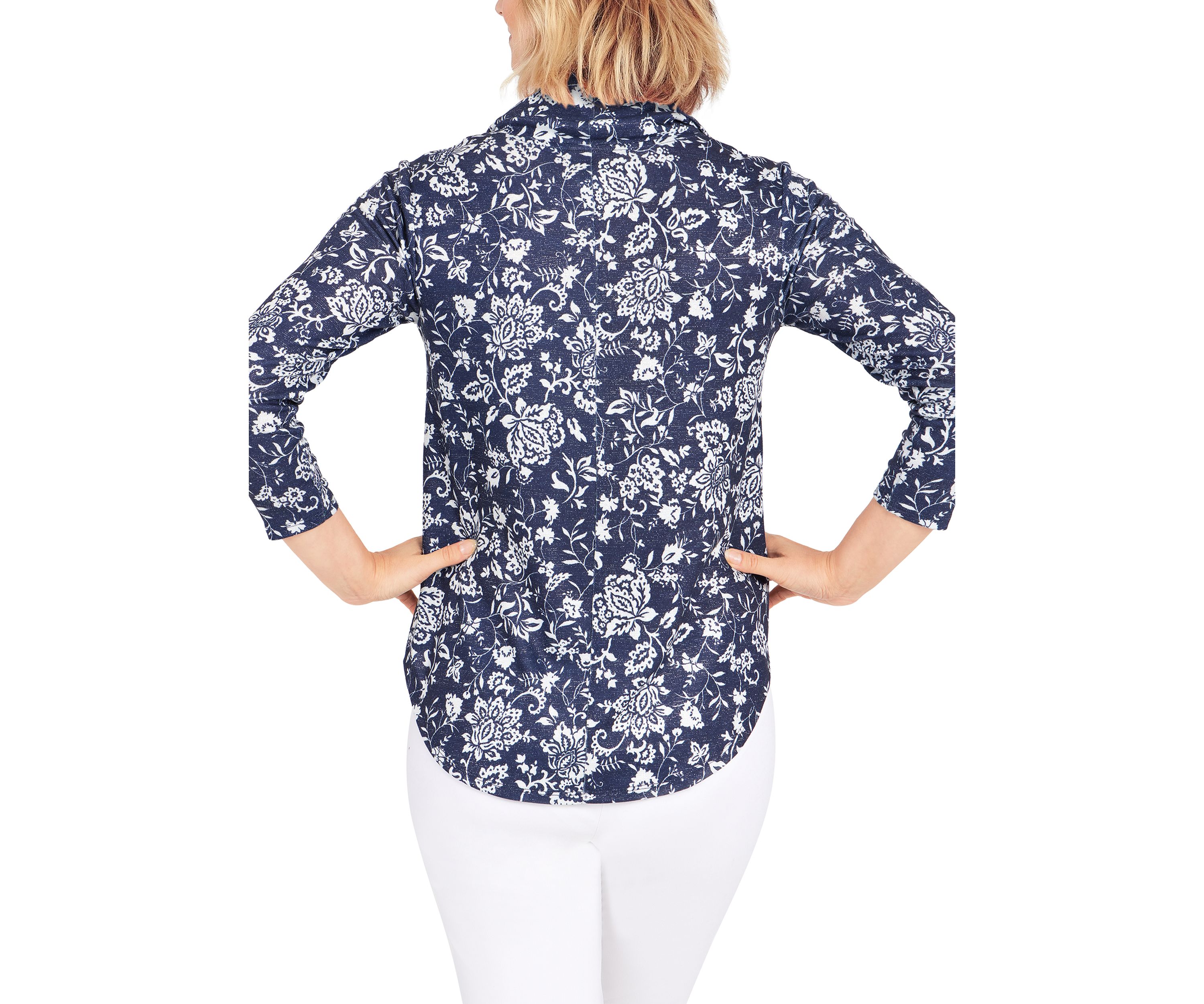 Petite Floral Cowl Neck Top